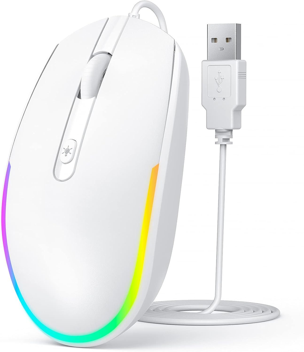 Seenda 201 Maus mit Kabel 1600 DPI USB Maus Kabelgebunden für Laptop/PC Maus (kabelgebunden, DPI 1600, optisch, Plug&Play, Beleuchtet)