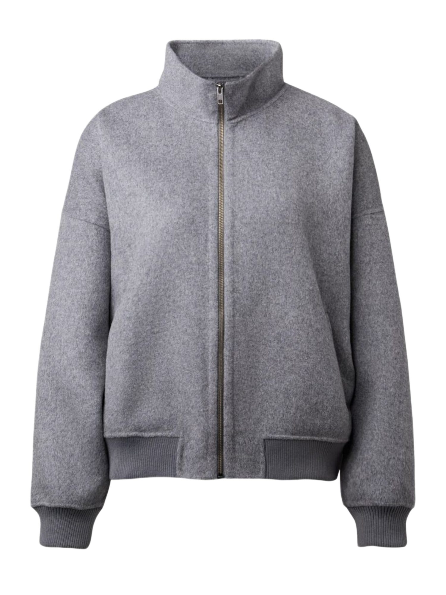 Drykorn Kurzjacke grau,Outdoor,Wolle,Meliert,Stehkragen,Langarm,Oversized