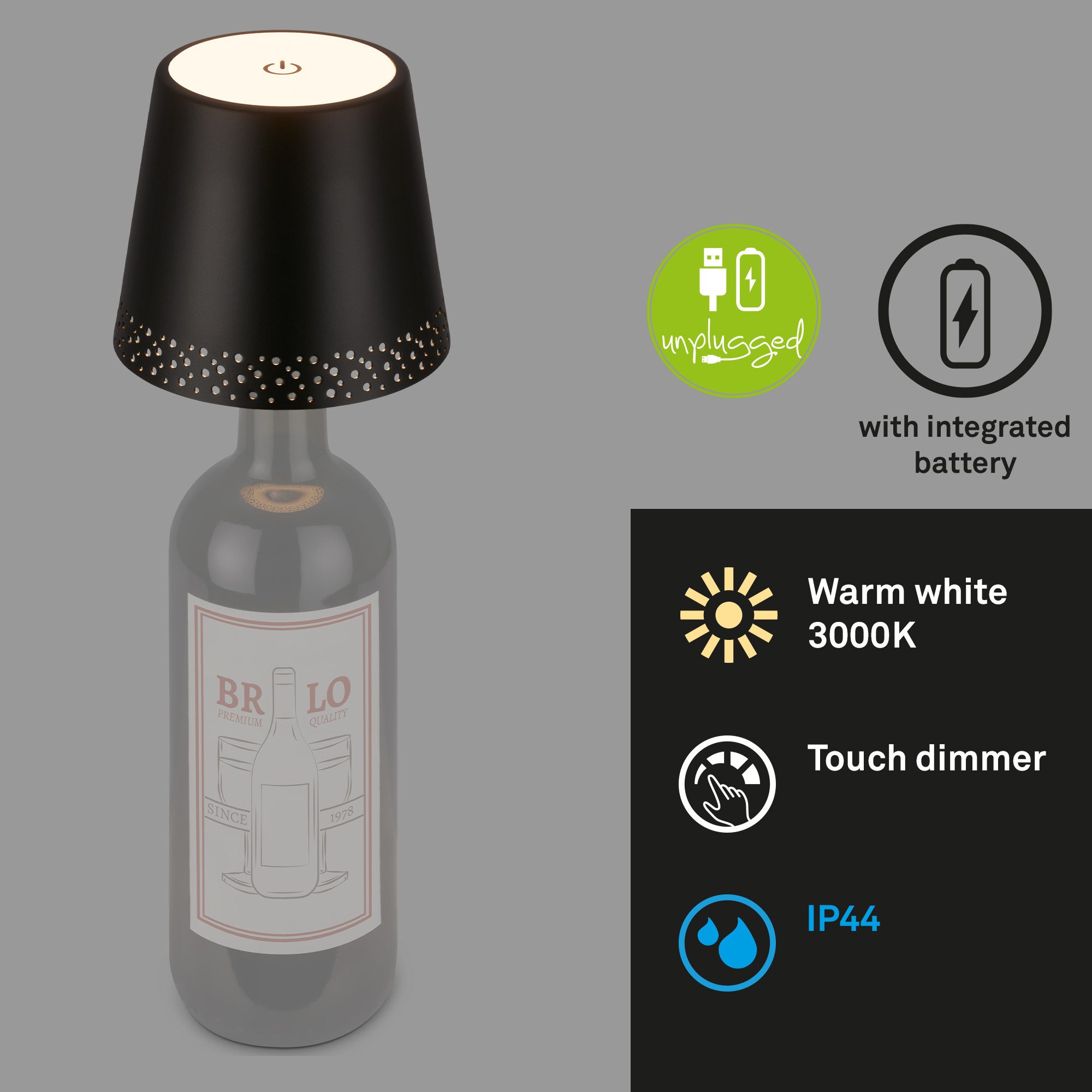 Briloner Leuchten Tischleuchte LED Tischlampe Extra-Warmweiß Dimmfunktion, LED fest integriert, 2700K - Extra - Warmweiß