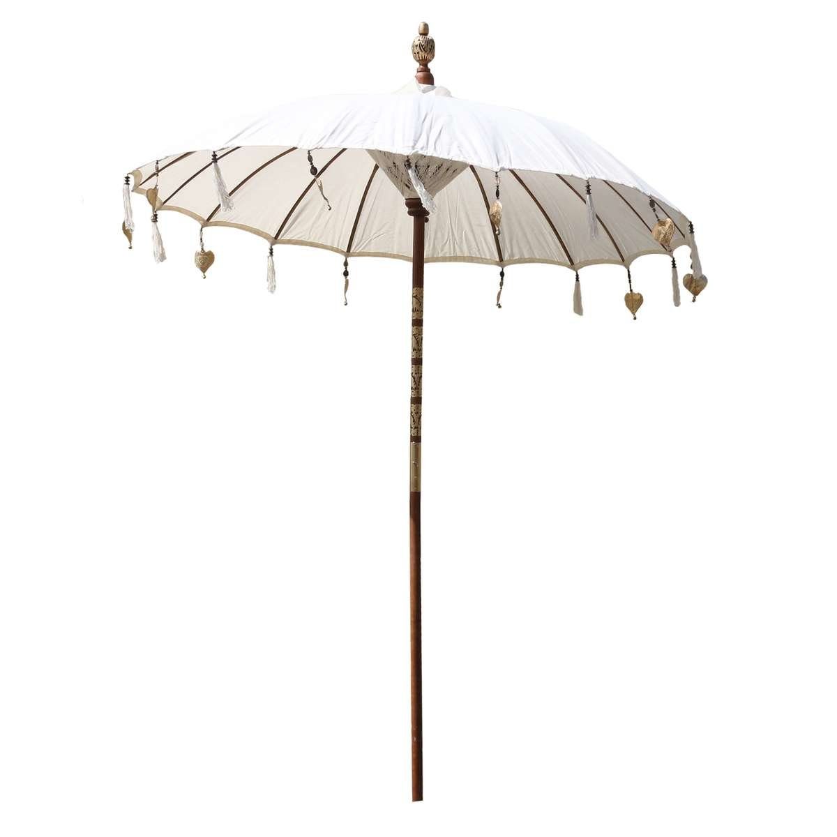 Oriental Galerie Sonnenschirm Balkon Bali-Sonnenschirm 130 cm Ø Creme Weiß