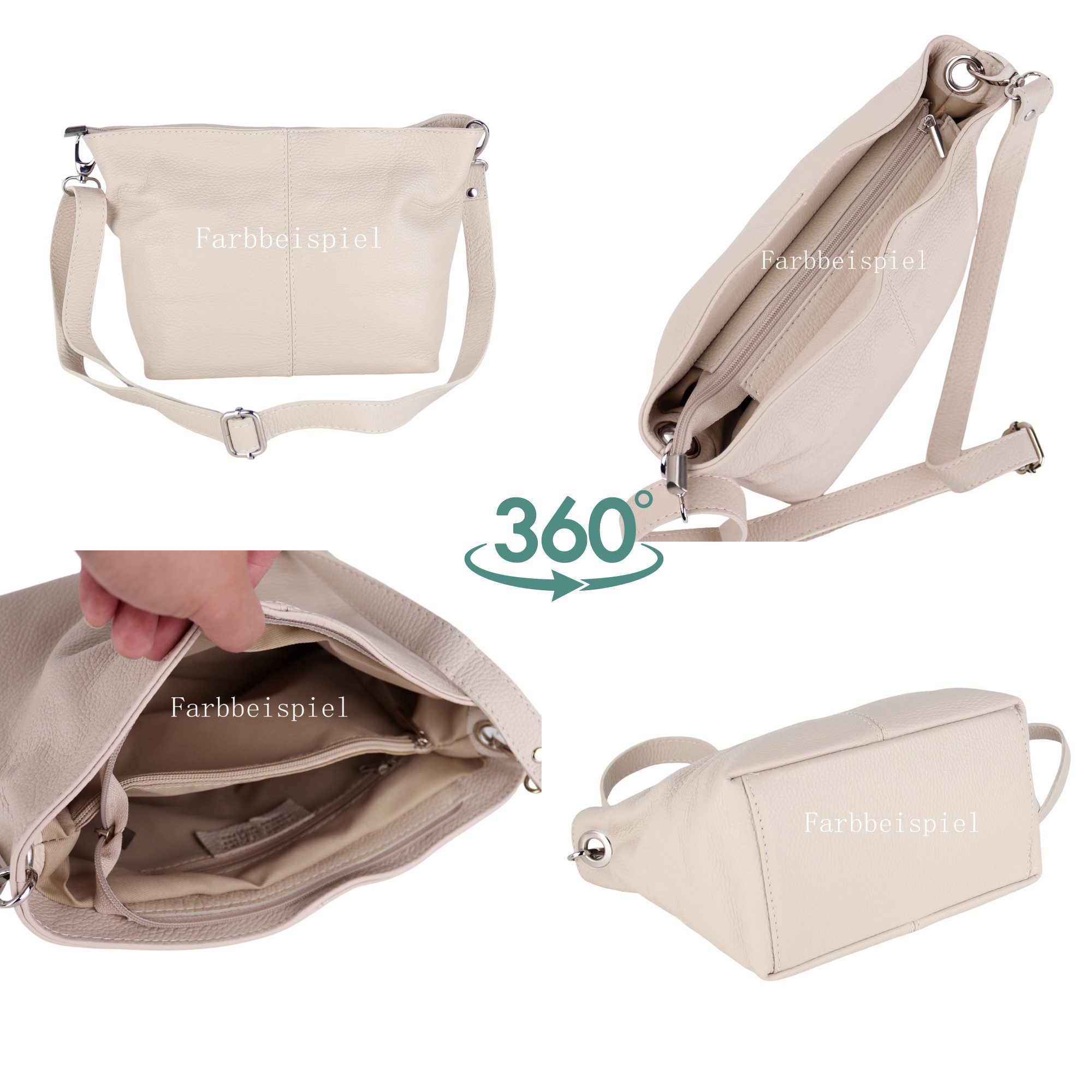 MIRROSI Umhängetasche Damen Crossbody Bag, Echtleder Made In Italy, Mittelgroße Damen Tasche 30x20x13cm – Bild 4 von 5