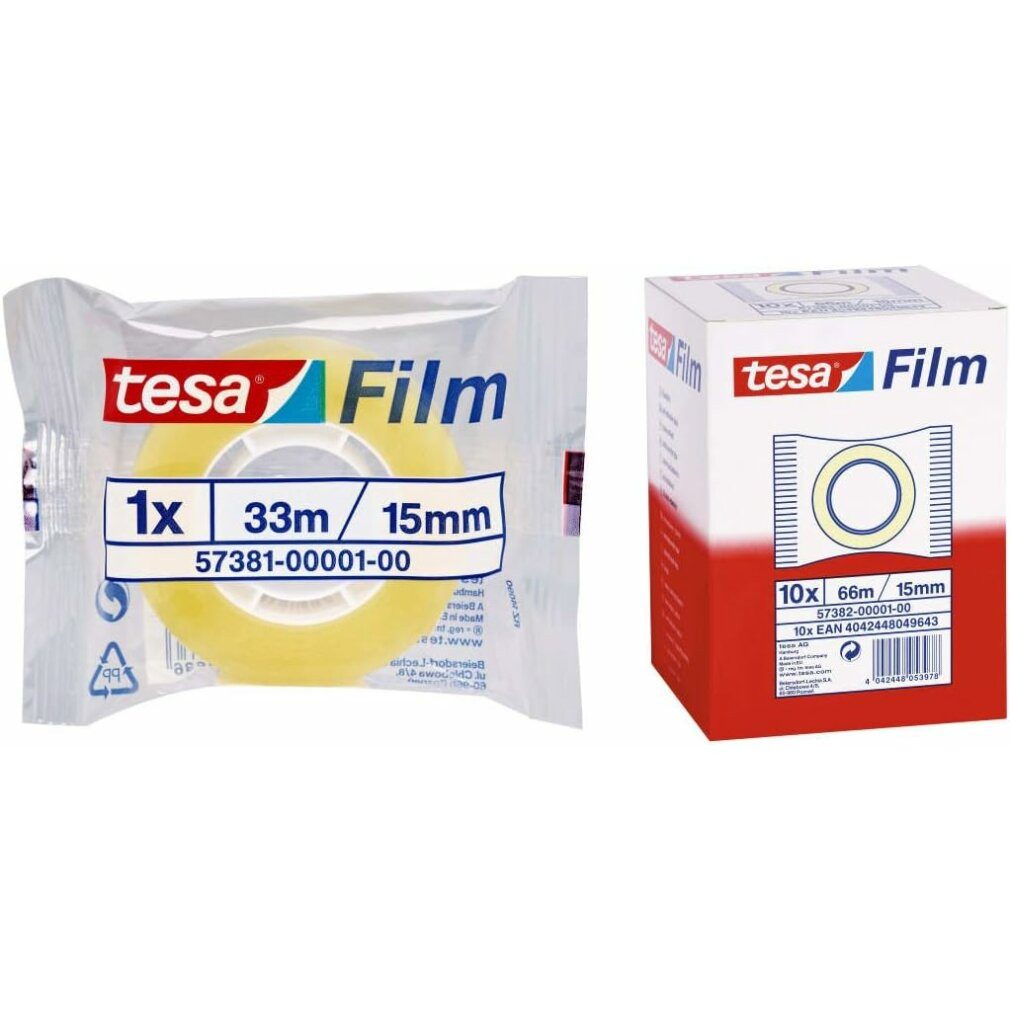 tesa Papierscheren Klebeband 15 mm 33 m Durchsichtig (30 Stück)