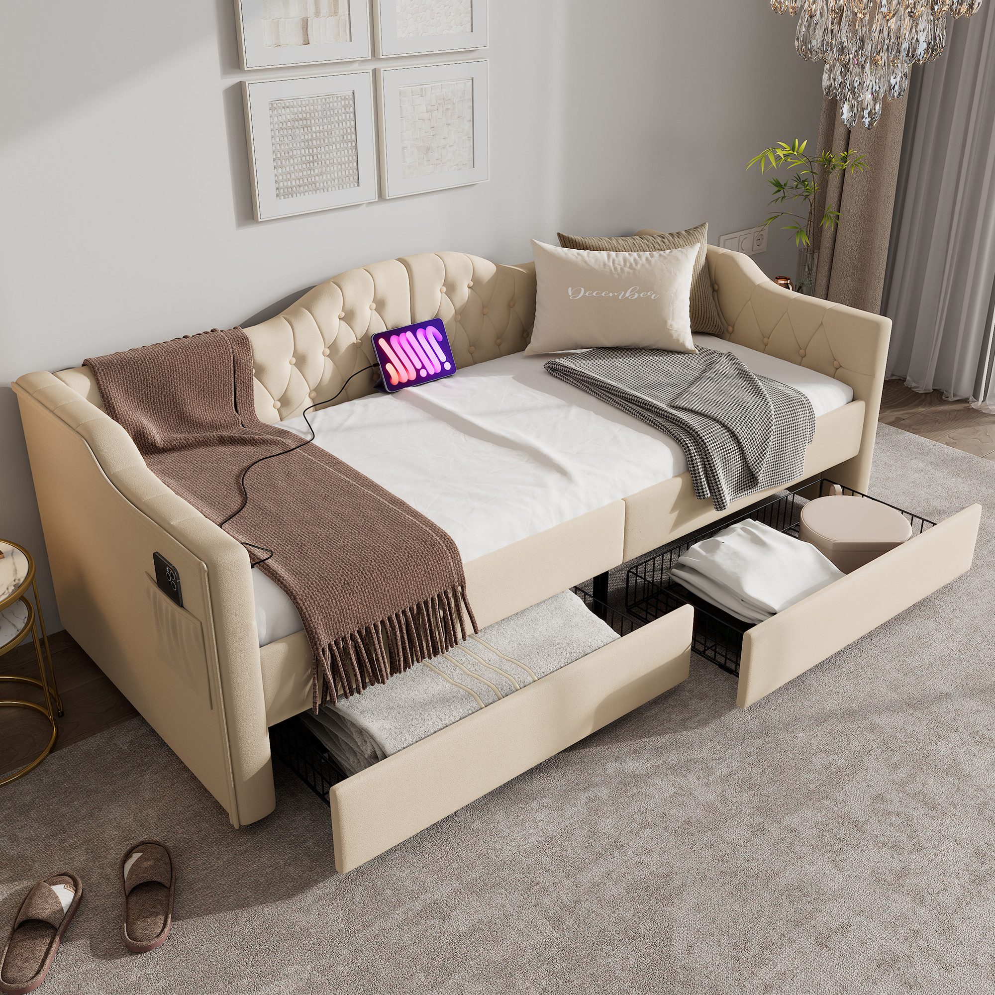 TavilaEcon Polsterbett Daybett mit USB Type günstig online kaufen
