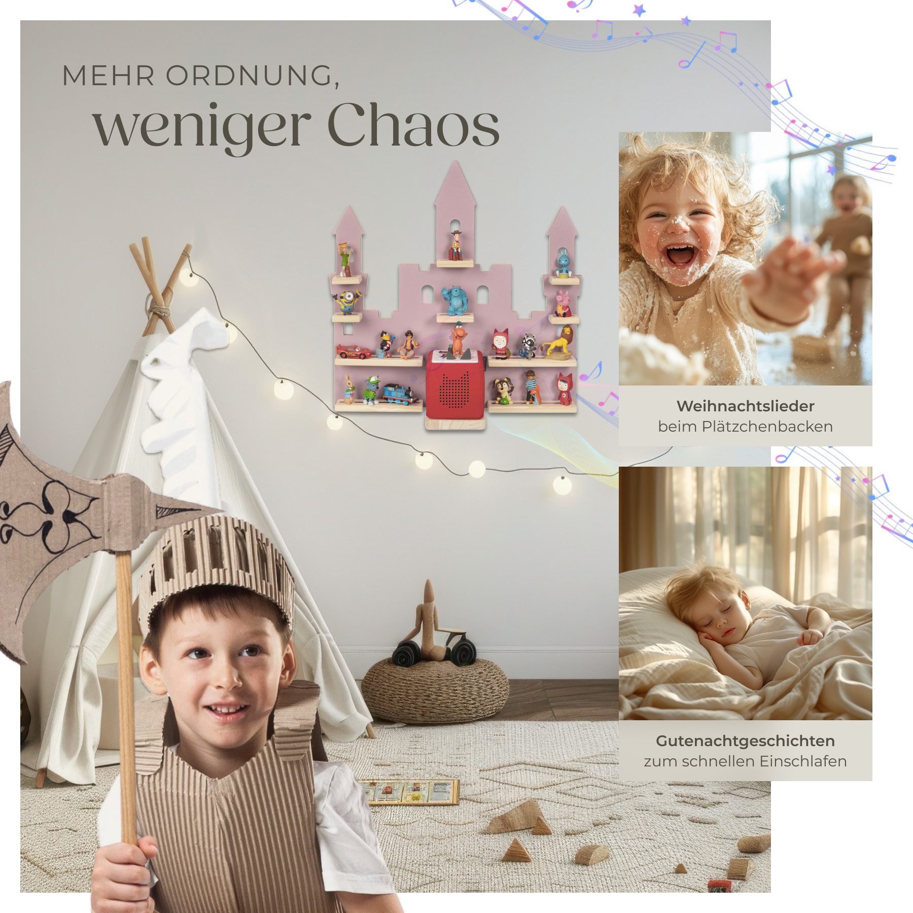 tectake Wandregal MyLittleStory Princess Castle, Set 1-tlg., für bis zu 22 Tonies