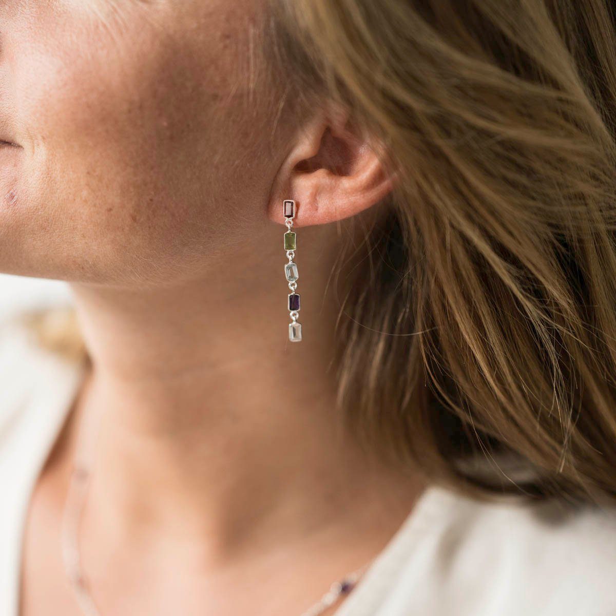 Materia Paar Ohrstecker Silber Edelsteine bunt Granat Amethyst Topas Perido günstig online kaufen