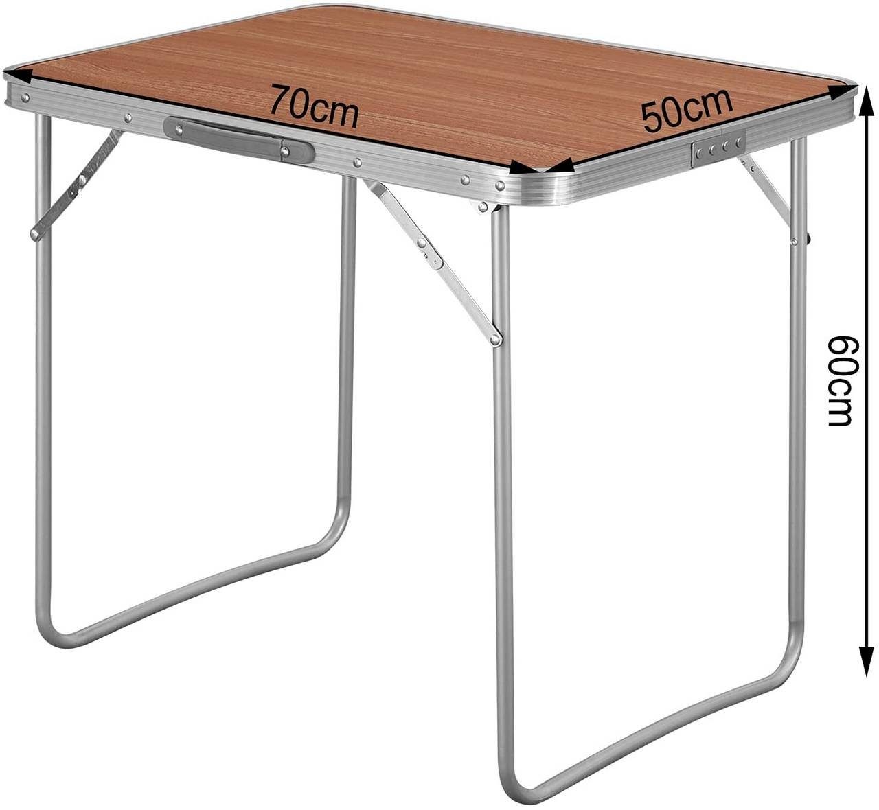 Woltu Campingtisch (1-St), mit Griff, zusammenklappbar aus Alu und MDF