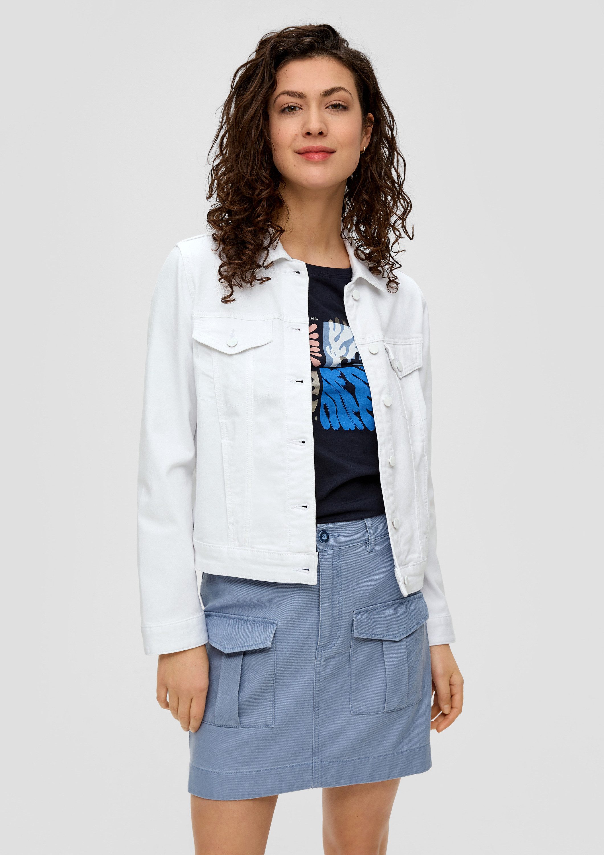 s.Oliver Funktionsjacke Indoor-Jacke Kurze Jeansjacke mit angedeuteten Brusttaschen