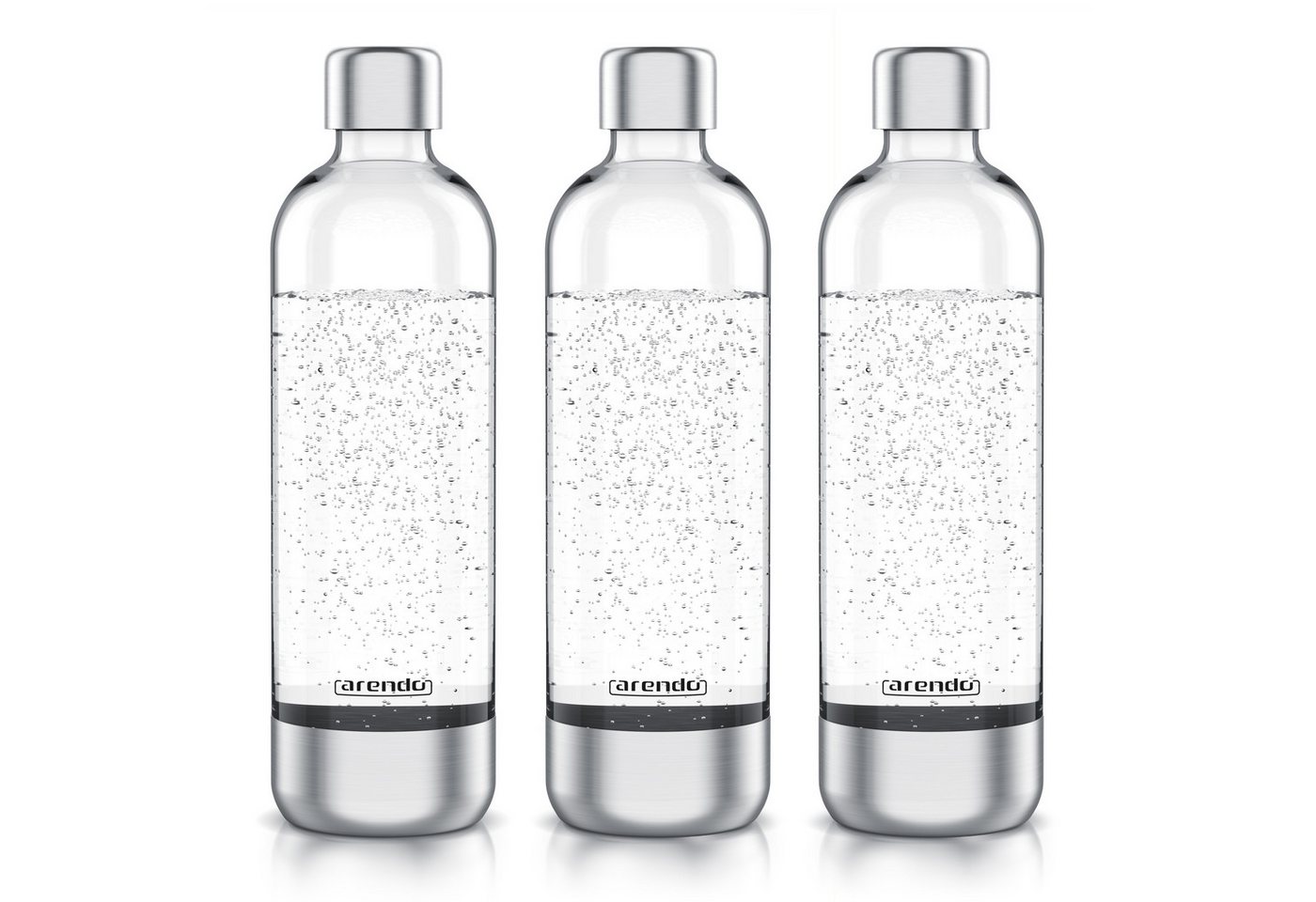 Arendo Wassersprudler Flasche Ersatzflasche für Arendo Wassersprudler, 1 L, max. 900 ml zum Sprudeln, (3-tlg), Edelstahl + PET, Kunststoff Sprudel Flasche mit 1000 ml Füllmenge