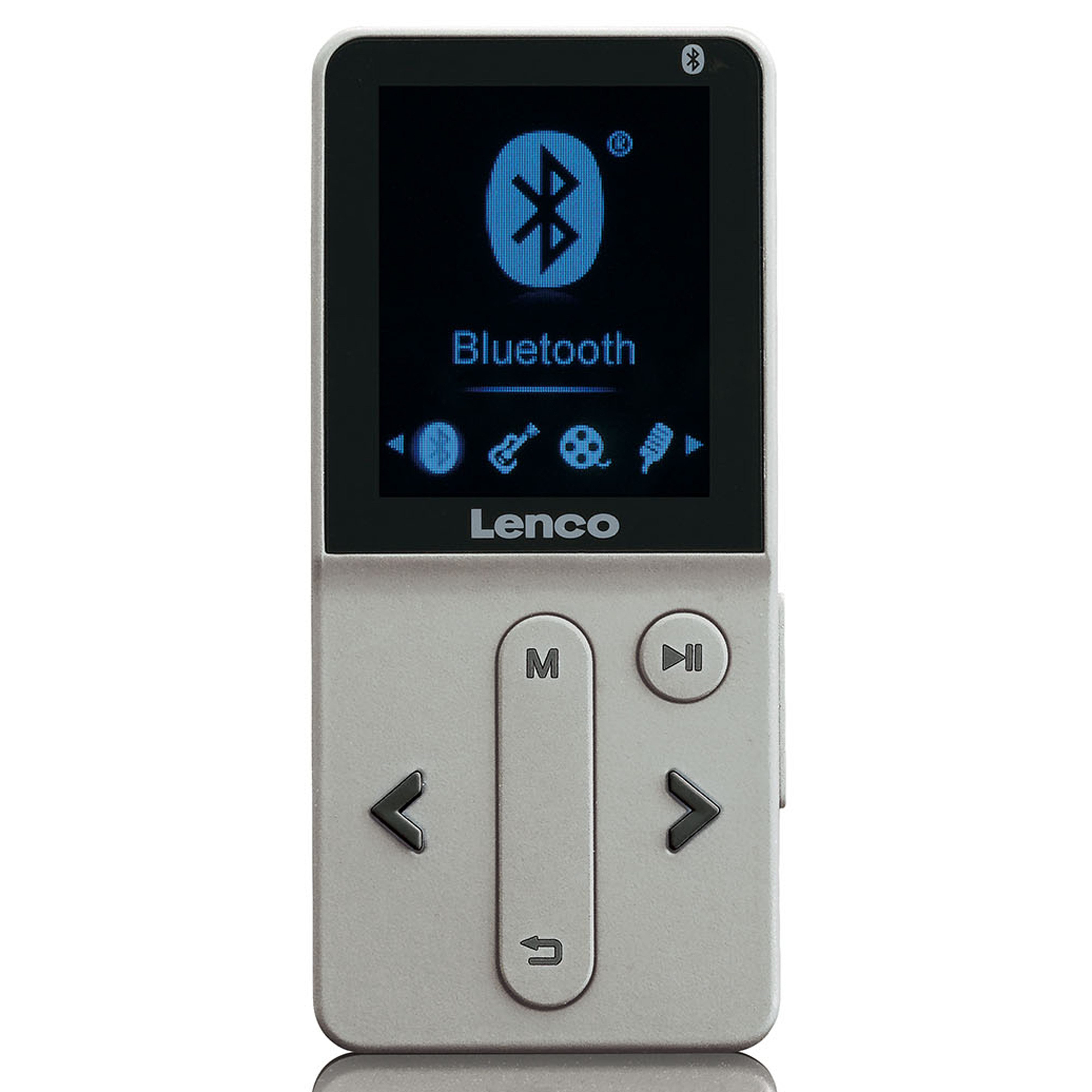 Lenco MP4-Player bluetooth mit 8 GB Silber MP4-Player (SD, robuster Musikplayer mit microSD-Erweiterung, 8GB & USB)