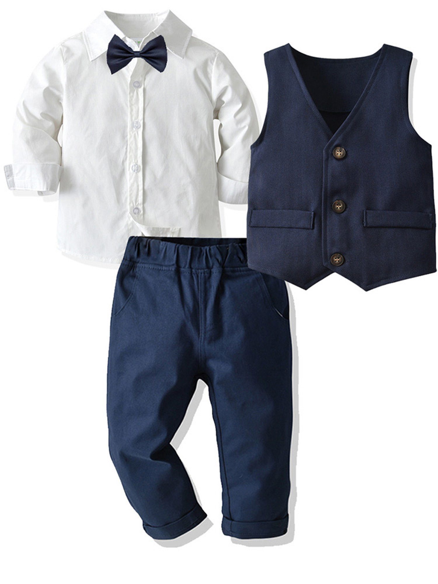Baby Kinder Jungen Langarm Shirt Hemd Top Denim Hose Outfits Gentleman Anzug 