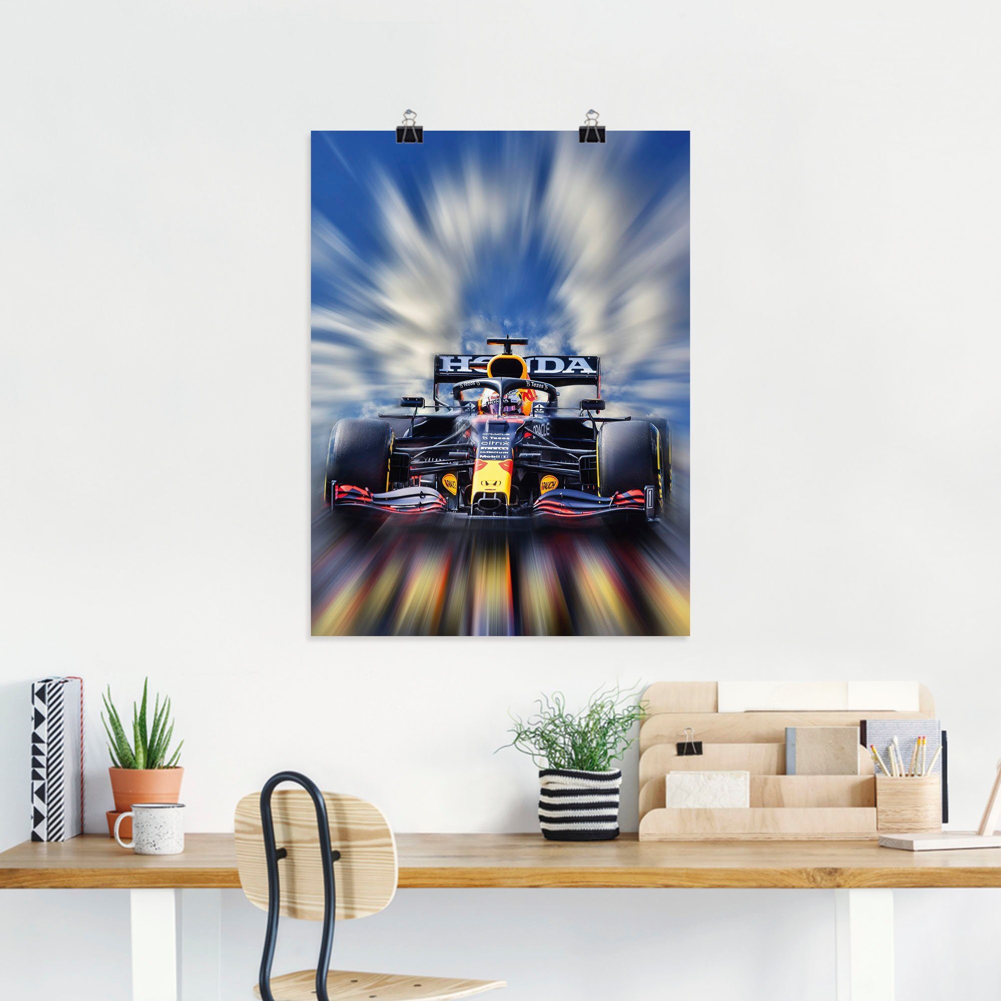 (1 als Größen versch. Poster Formel1, Weltmeister - oder Alubild, Artland der Wandaufkleber Wandbild Verstappen Auto in Leinwandbild, Max St),
