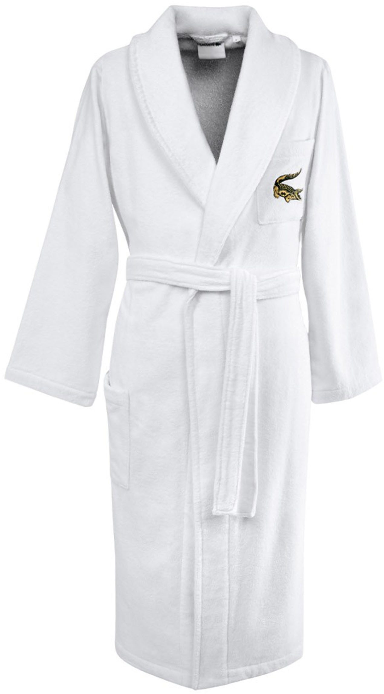 Lacoste Bademantel LRENE, Langform, Baumwolle, Schalkragen, Gürtel, mit Logostickerei Lacoste Krokodil