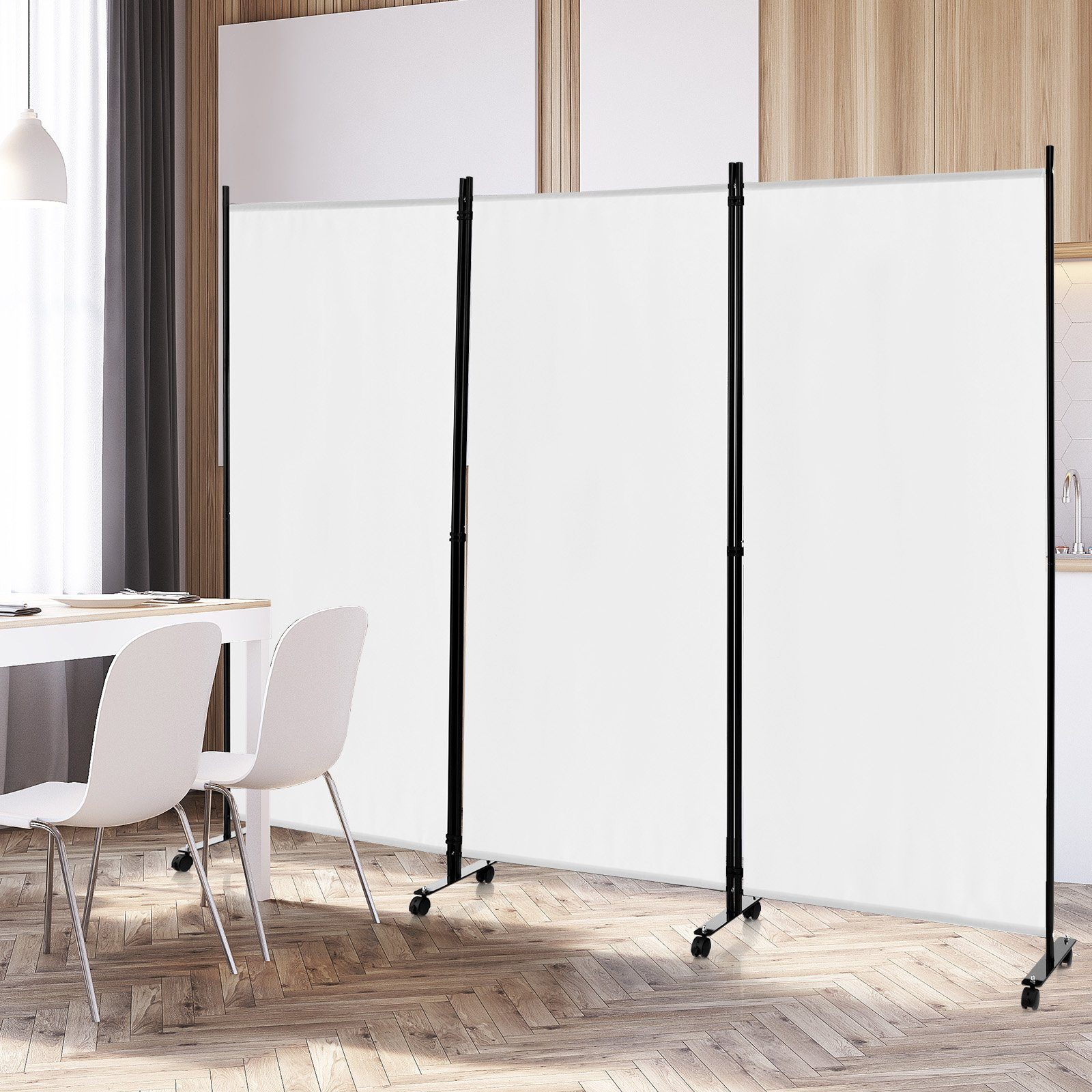 COSTWAY Paravent 3 tlg. auf Rollen, günstig online kaufen