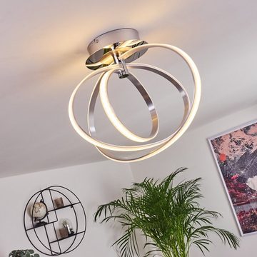 hofstein Deckenleuchte »Borno« moderne Zimmerlampe aus Metall in Chromfarben, 3000 Kelvin, Deckenlampe in Kreisform, 1xLED 24 Watt, 2160 Lumen