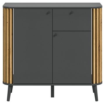 xonox.home Kommode Pure (Sideboard in grau mit Artisan Eiche, 120 x 88 cm), Retro Design