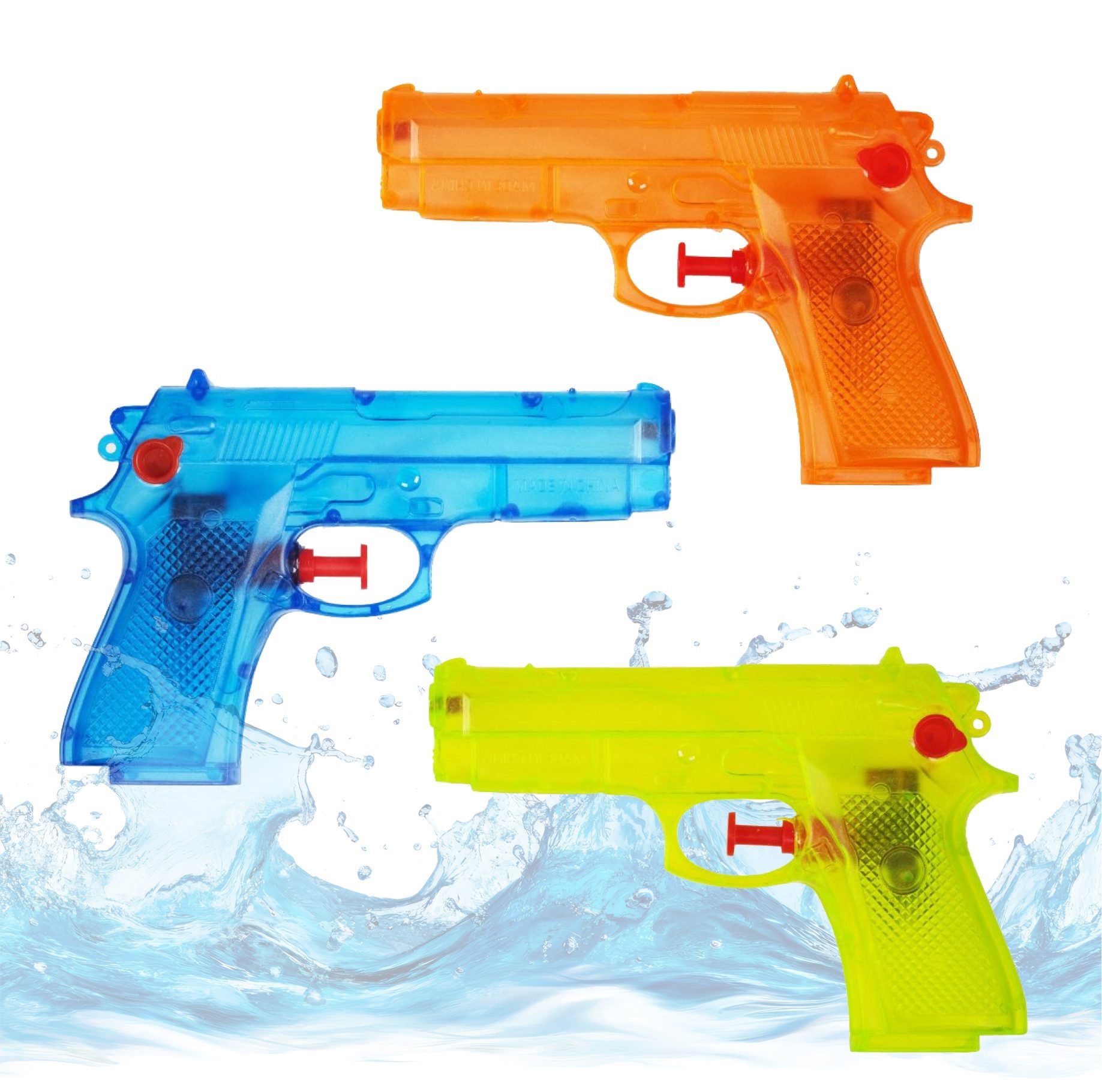 goKidsy Wasserpistole 3X Wasserpistolen Set 12 cm für Kinder & Erwachsene - hohe Reichweite (3er Set, 3-tlg., 3 Stück)