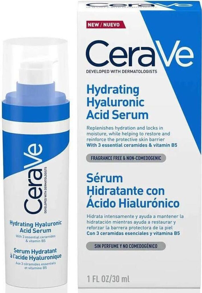 CeraVe Gesichtsserum Feuchtigkeitsspendendes Hyaluronsäure mit 3 essenziellen Ceramiden und Vitamin B5, 30 ml, Aufpolsterndes Gesichtsserum für trockene bis nor – Bild 2 von 5
