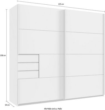 Wimex Schwebetürenschrank Bangkok Kleiderschrank 2-türig, 225cm breit, mit 3 praktischen Außenschubladen