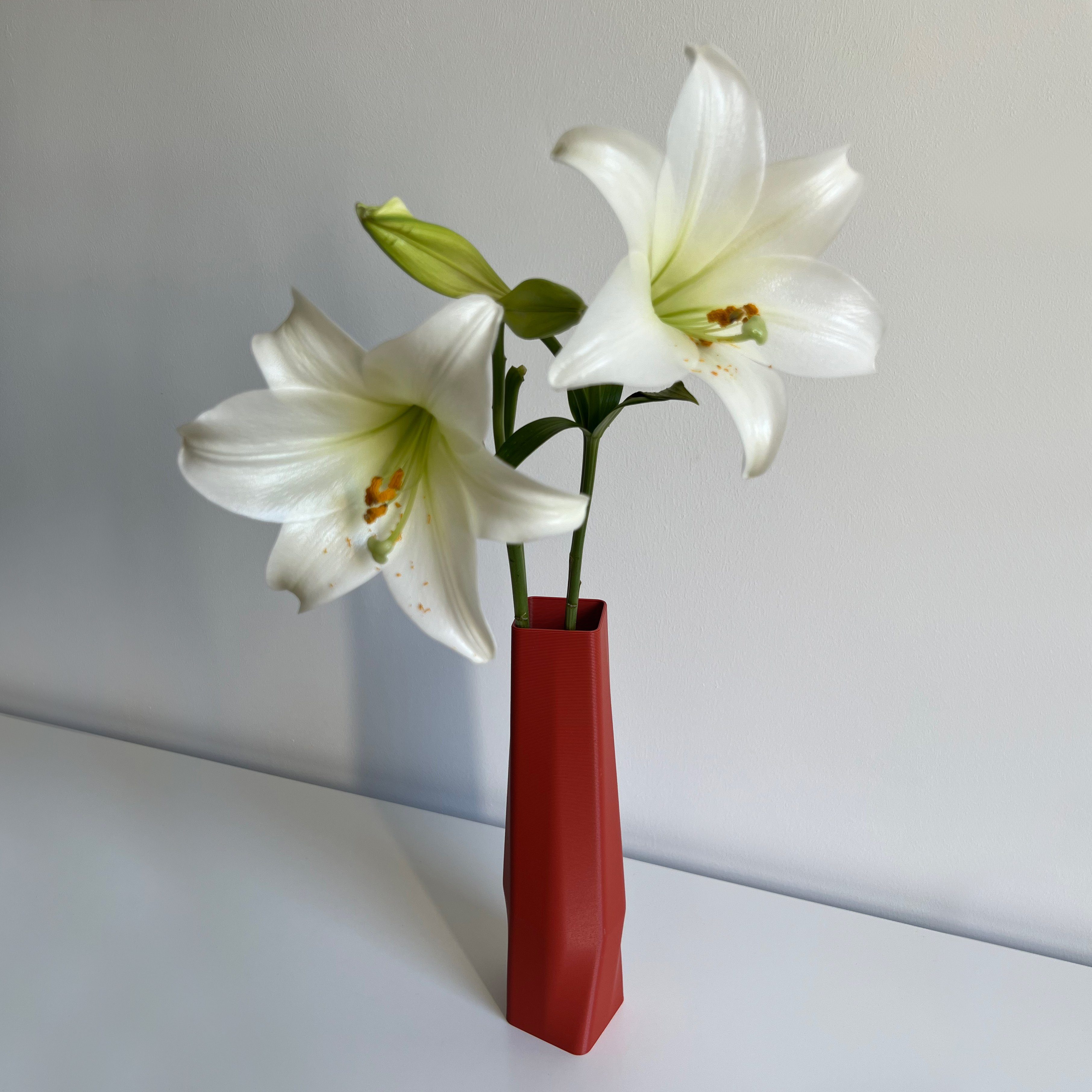 Shapes - Decorations Terracotta Leichte Dekovase (Rillung) 3D des Materials vase (basic), (rot) square Farben, (Einzelmodell, - innerhalb the Struktur Vase), 1 100% viele Wasserdicht; Vasen, 3D-Druck