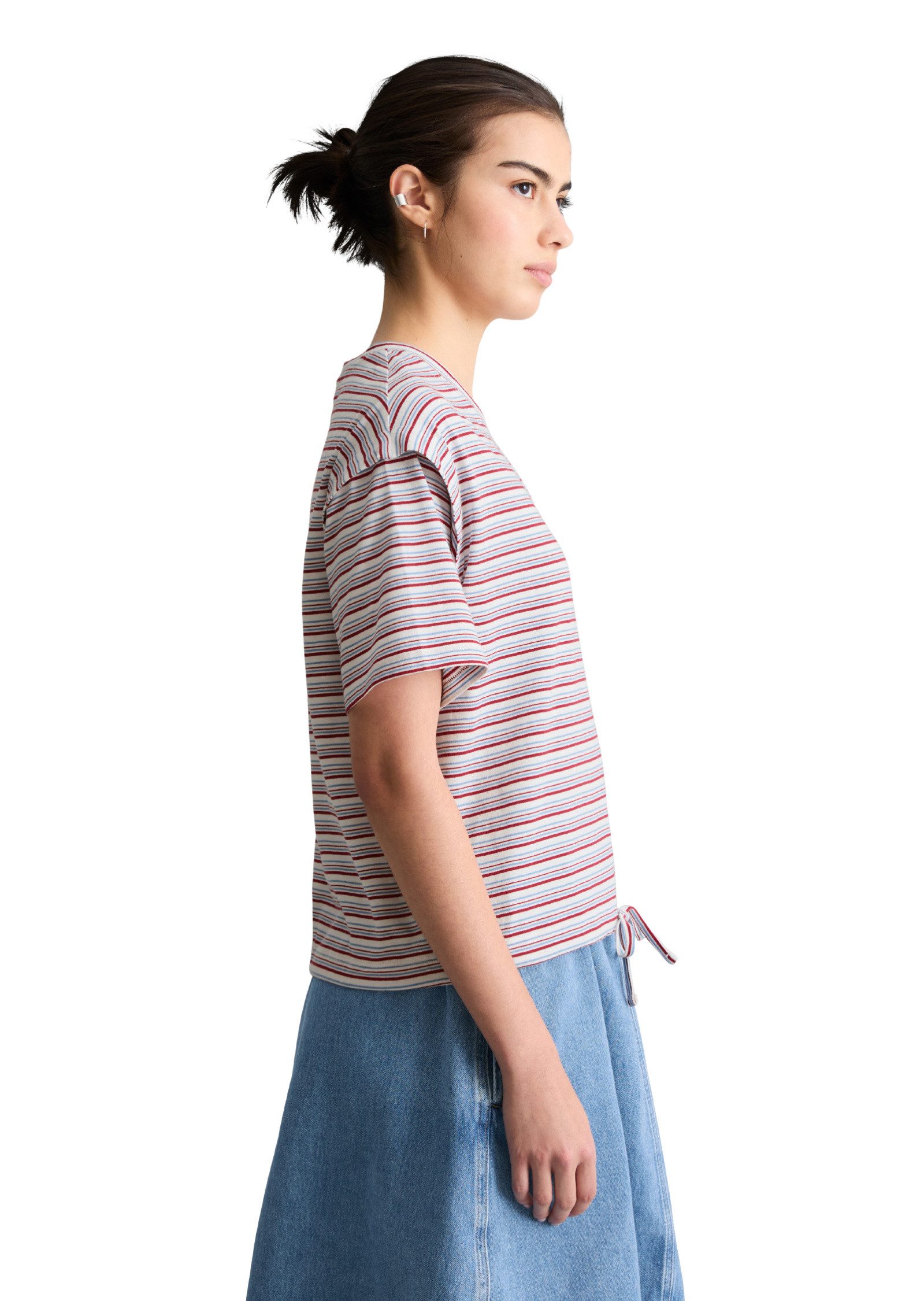 Marc O'Polo DENIM T-Shirt mit Tunnelzug am Saum
