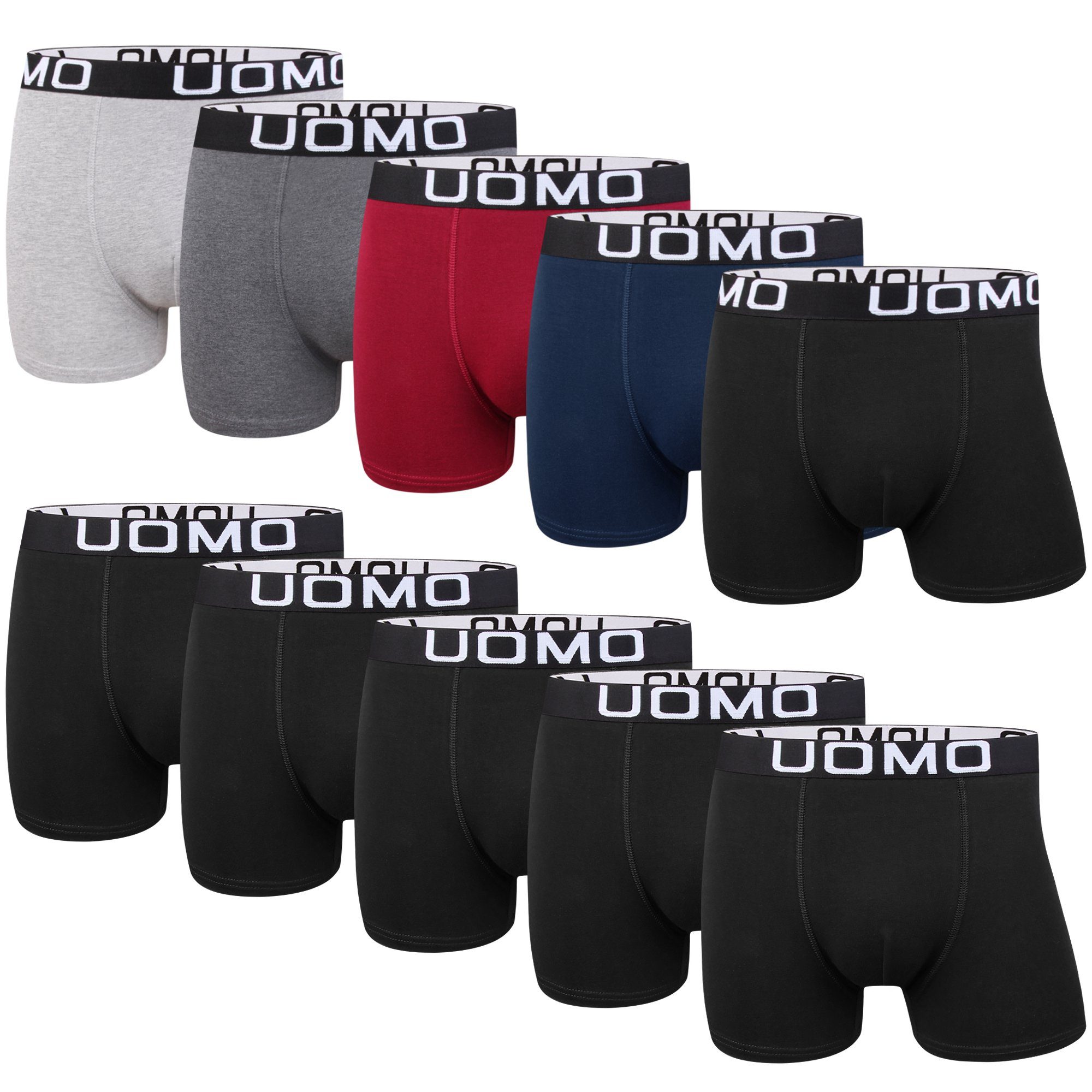 L&K Boxershorts 1116 (10er-Pack) Herren Boxershorts aus Baumwolle verschienden Farben Set-C