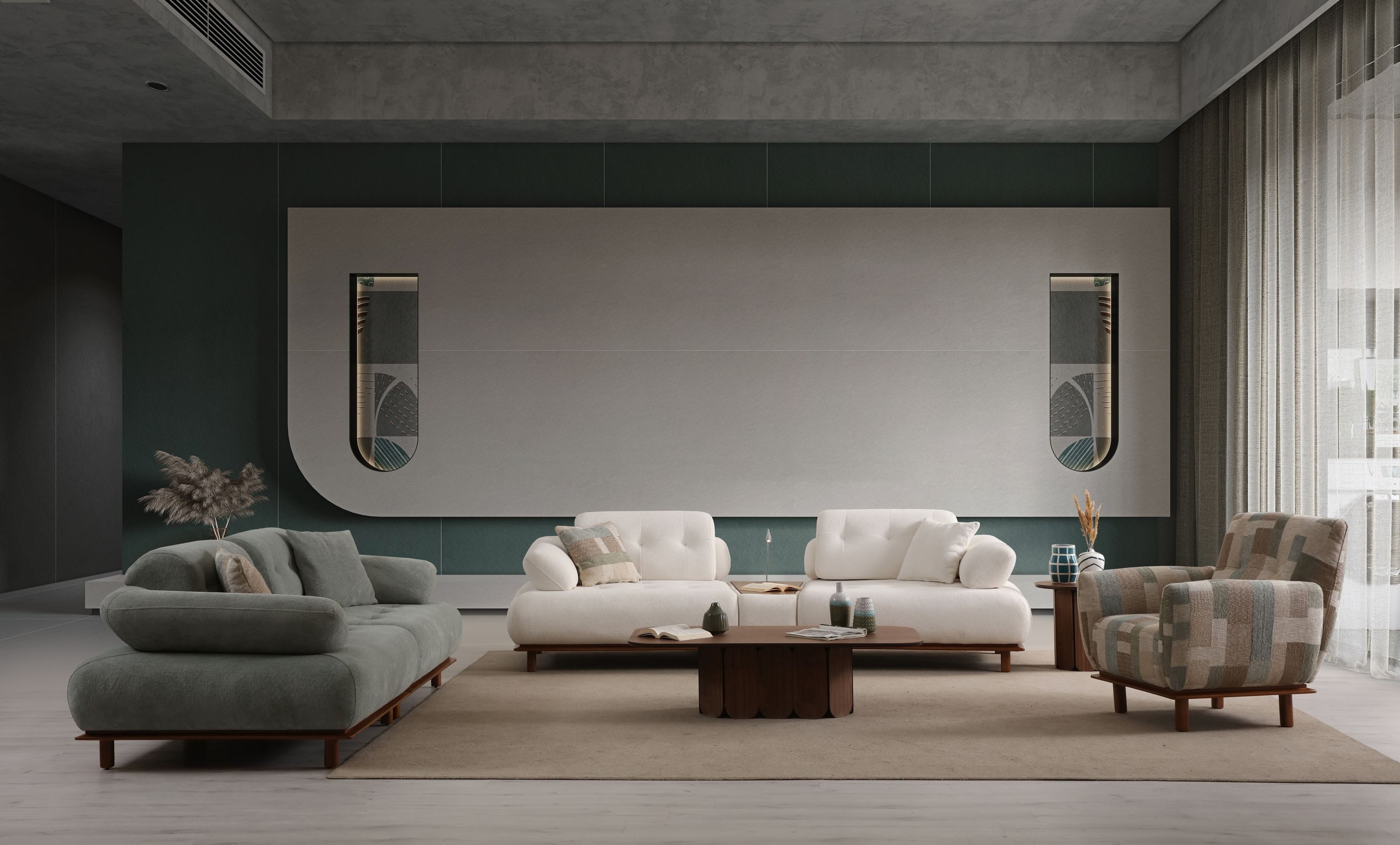 Nobelaa Sofa Sitzgruppe/Sofa Set "Bellora" 3+3+1 + Mittelkonsolentisch