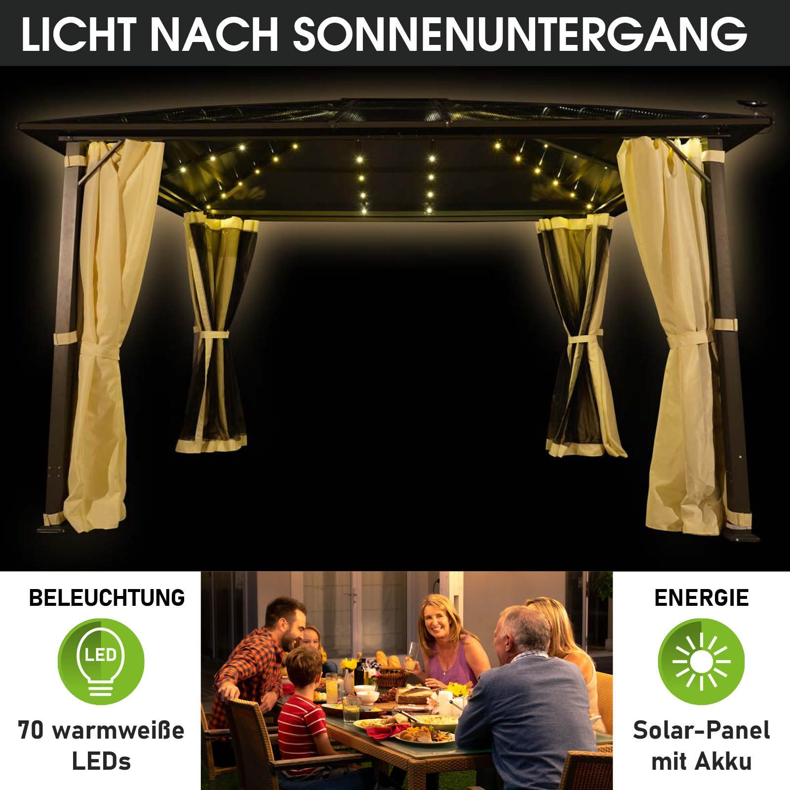 BRAST Pavillon Summerdream Aluminium 3x4m Garten Moskitonetz TÜV geprüft, mit 4 Seitenteilen, wasserdicht, UV-Schutz, festes Dach – Bild 5 von 5