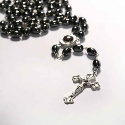 Kassis Dekoobjekt Rosenkranz mit ovalen Hämatitperlen, handgemacht, aus Bethlehem, Gebetskette, Christlicher Schmuck