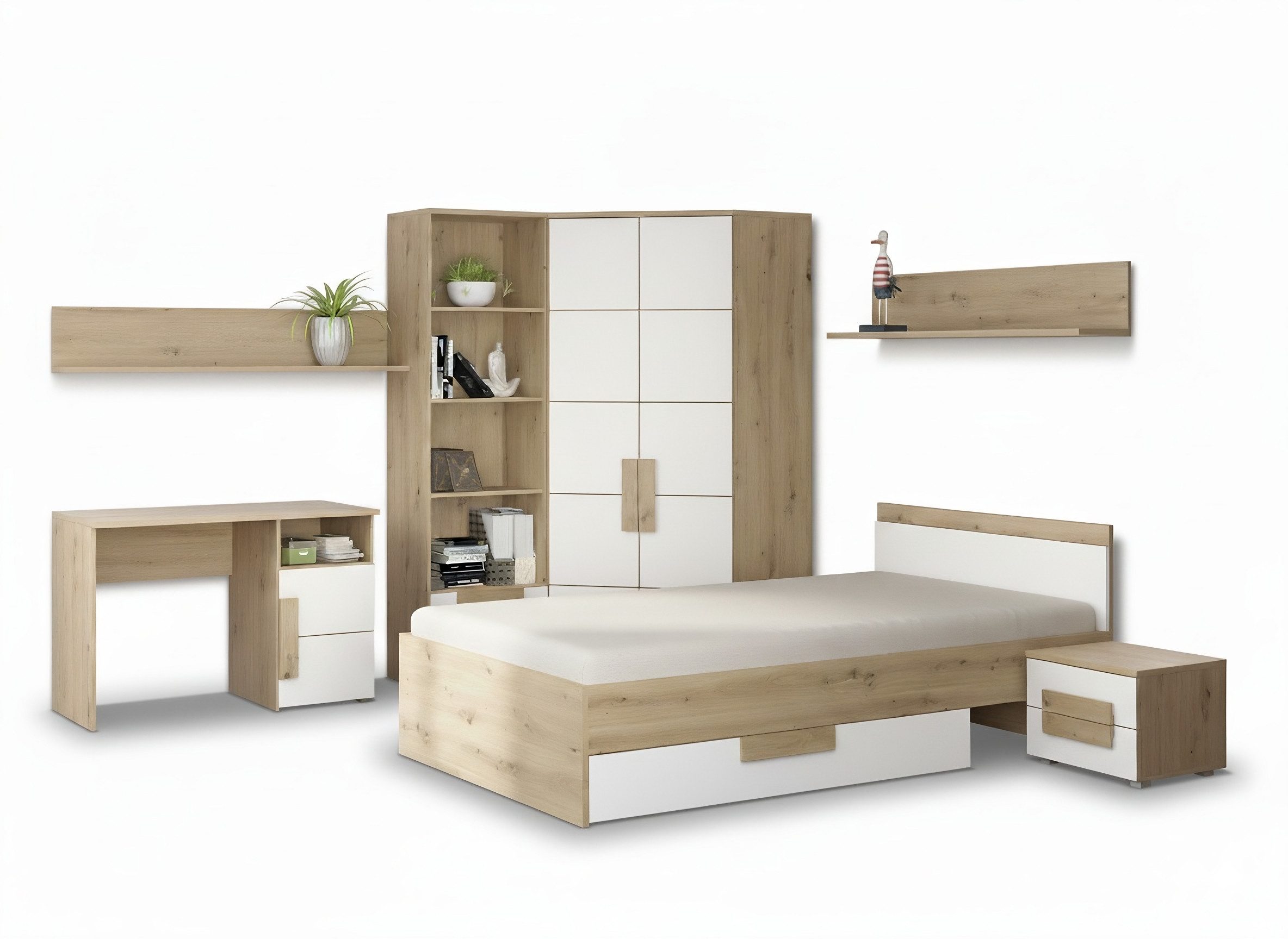 FORTE Komplettschlafzimmer 8-tlg. Jugendzimmer ARKINA in Artisan Eiche / We günstig online kaufen