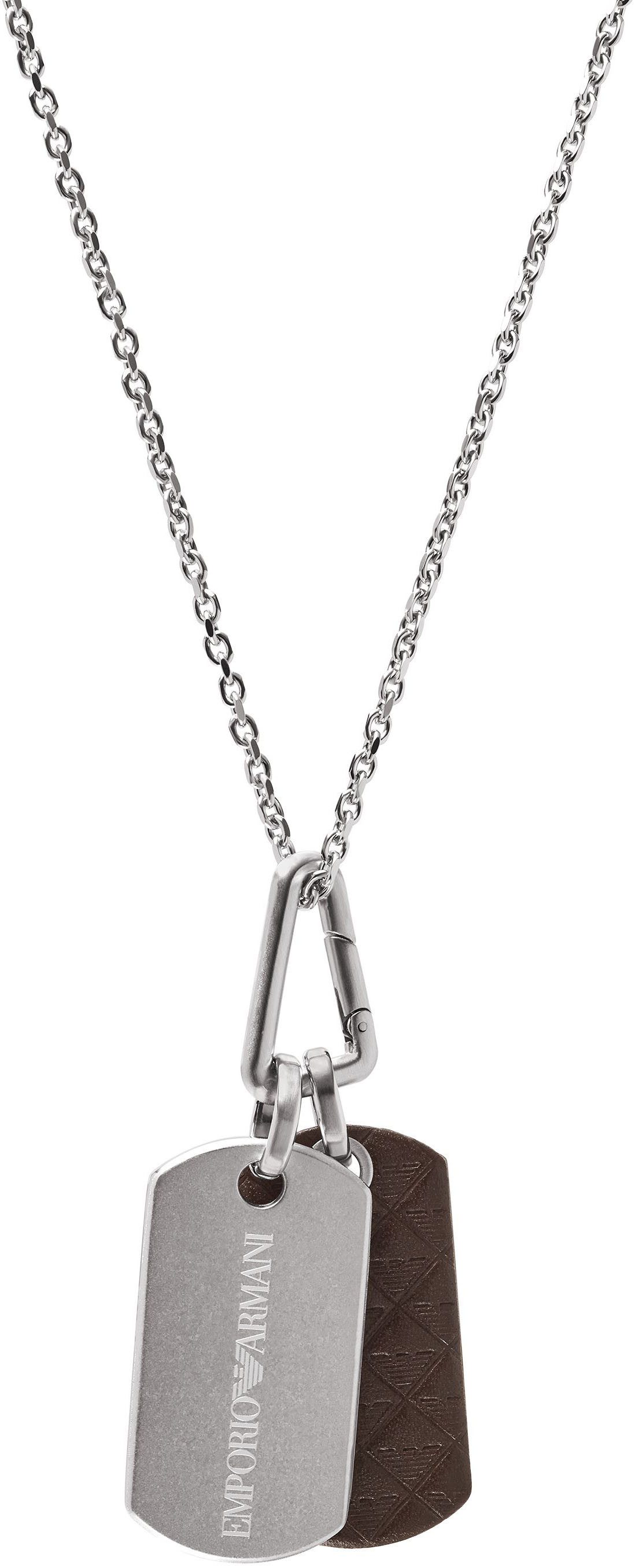 Emporio Armani Kette mit Anhänger Schmuck Geschenk Edelstahl Leder Dog Tag günstig online kaufen