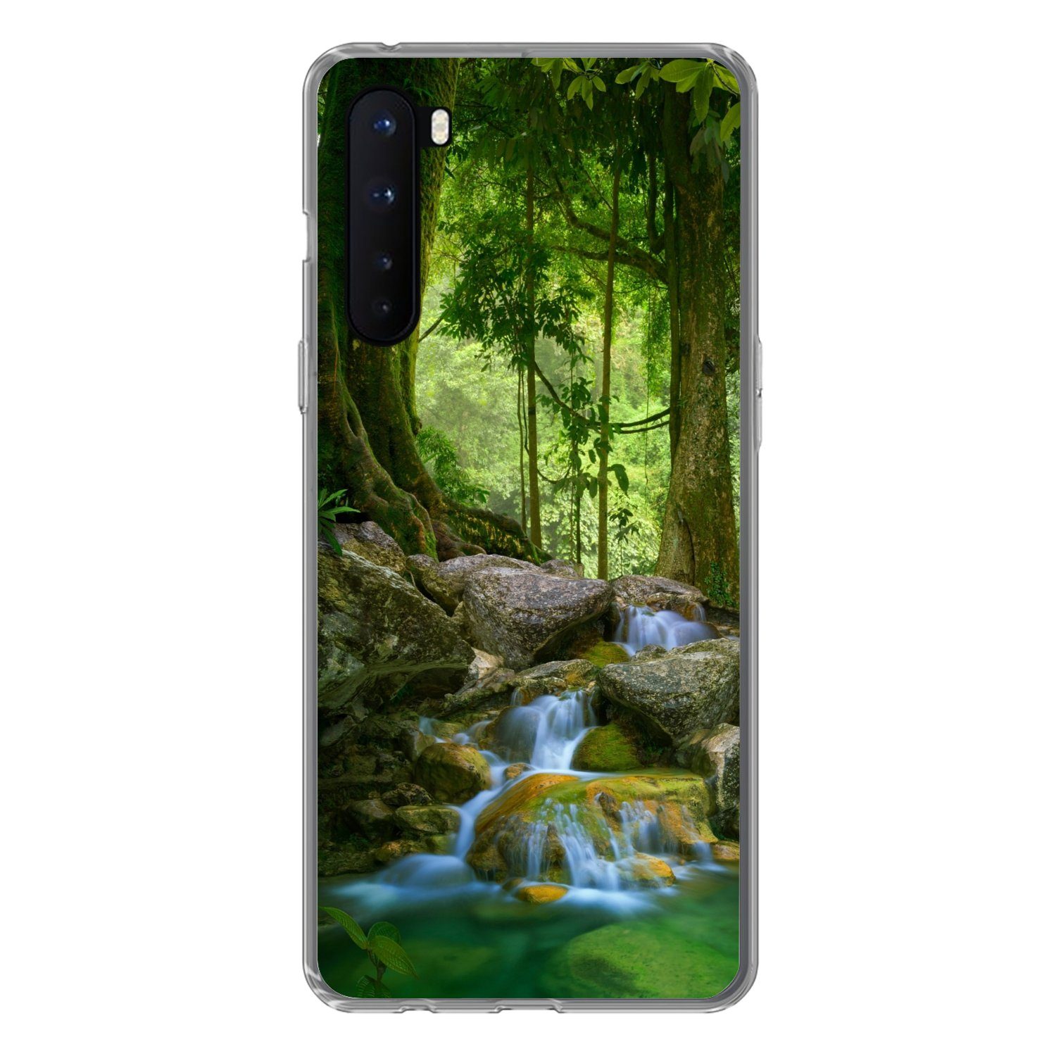 MuchoWow Handyhülle für OnePlus Nord Dschungel - Steine - Wasser - Natur - Pflanzen, Phone Case, Silikon, Schutzhülle Dünn