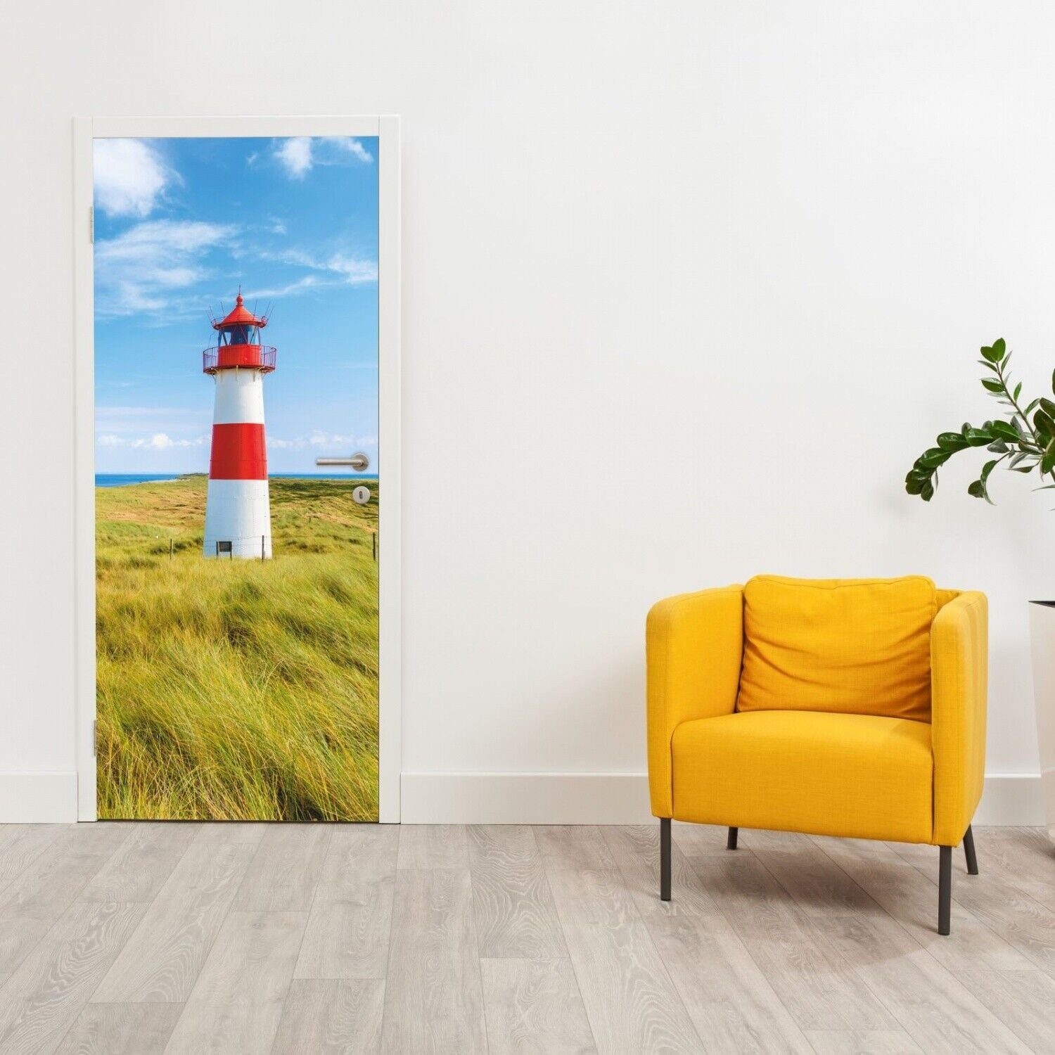 nikima Wandtattoo TB-09 selbstklebendes Türbild – Leuchtturm (PVC-Folie), 0,9 x 2 m selbstklebende Folie