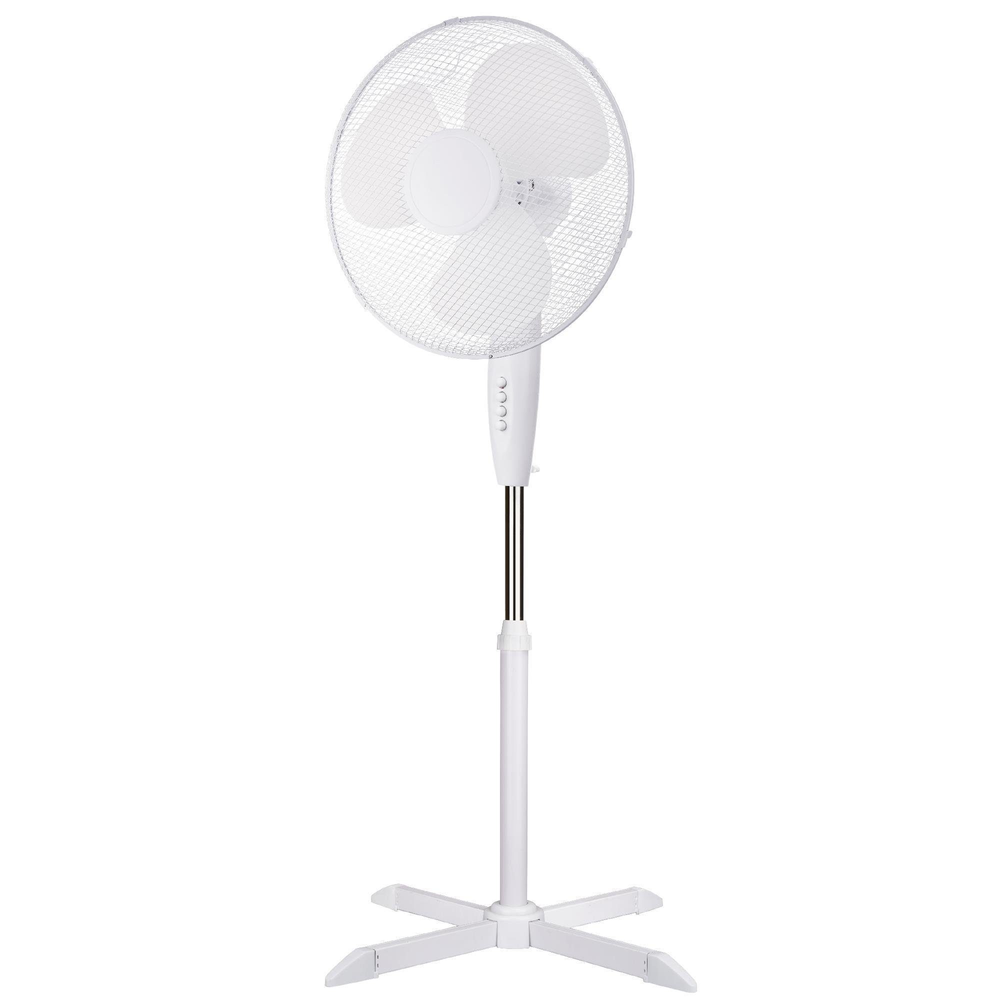 Bestlivings Bodenventilator, 45 cm Durchmesser, 125cm, Ø40 cm "Weiss" - Ventilator mit Oszillation, 45 Watt