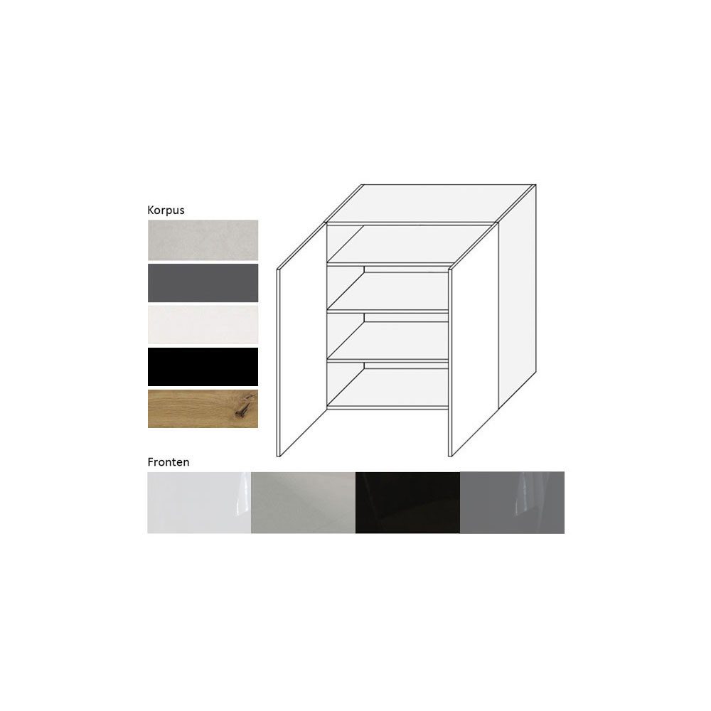 Feldmann-Wohnen Klapphängeschrank Essen (W4/90, 2-türig, 3 Einlegeböden, 1-St., Küchenhängeschrank) 90x32,5x96cm schwarz - graphit Hochglanz (ES-W4/90)