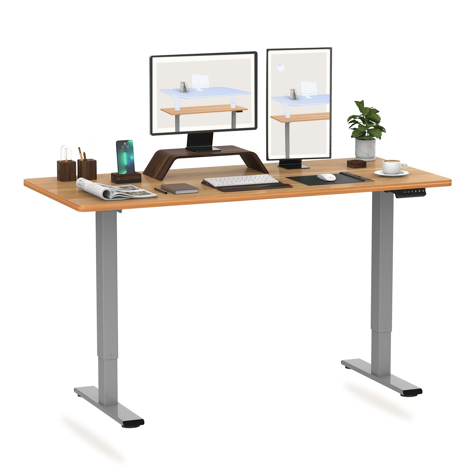 FLEXISPOT Schreibtisch EB2-SET, Höhenverstellbarer Schreibtisch, Dual-Motor & 2-FACH-TELESKOP