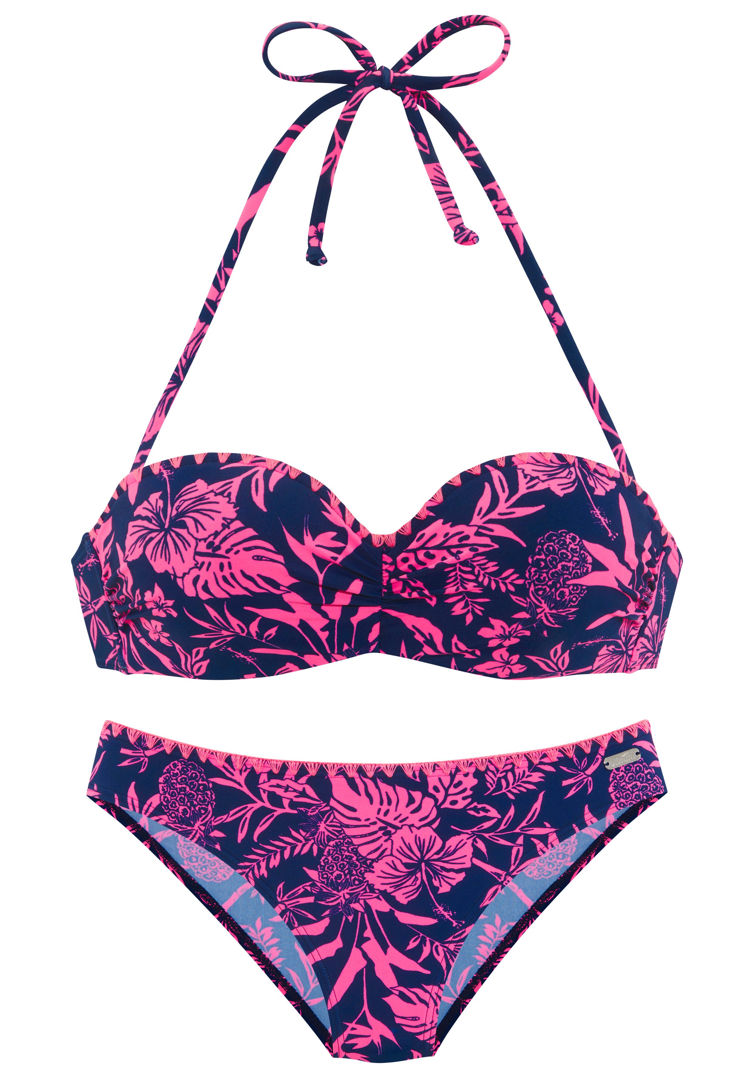Venice Beach Bügel-Bandeau-Bikini Kensi mit kontrasfarbener Häkelkante günstig online kaufen