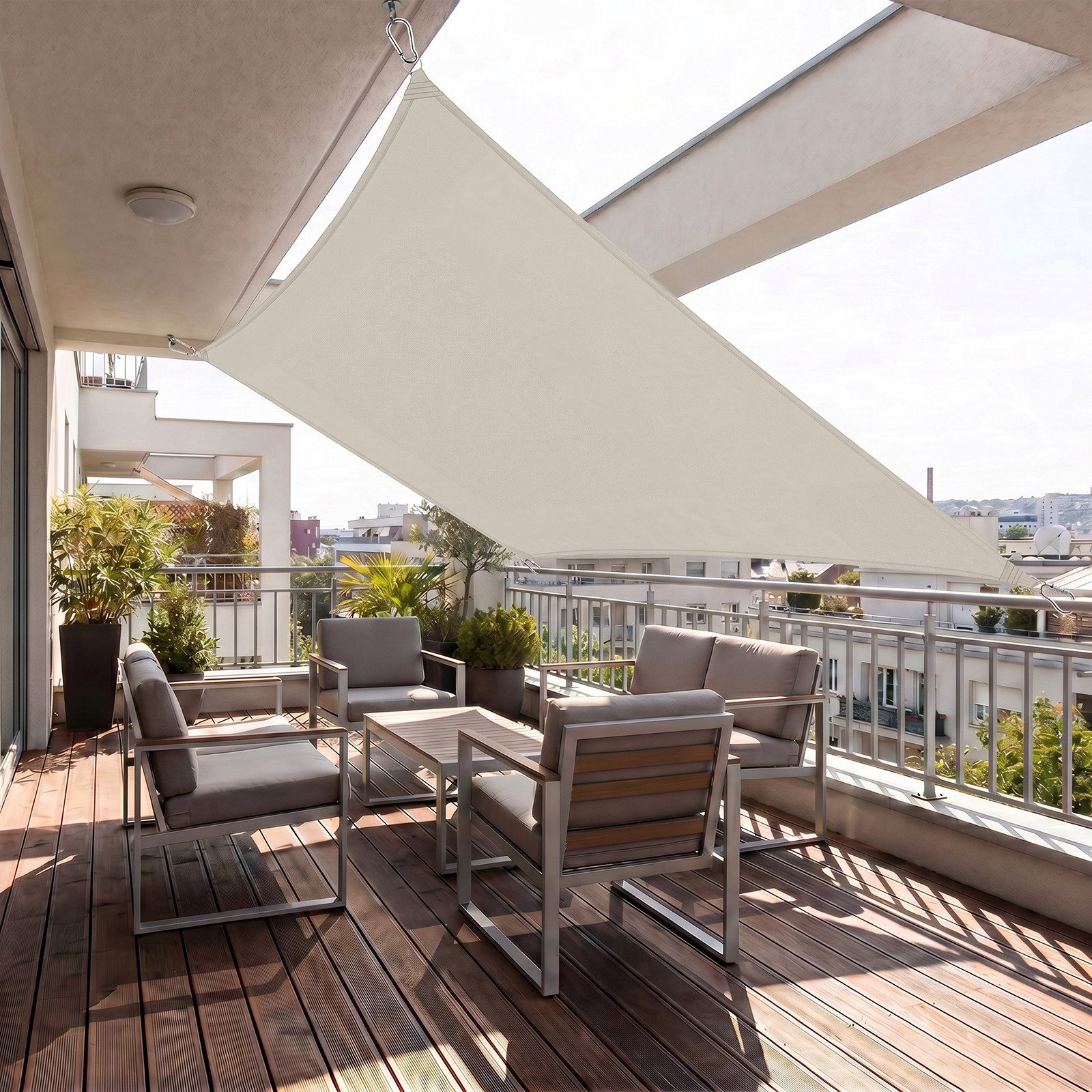SUNULA Sonnensegel Balkon 160g/m² Polyester UV Schutz Sonnenschutz Terrasse Garten, Rechteckig, Taupe 3 x 4 m