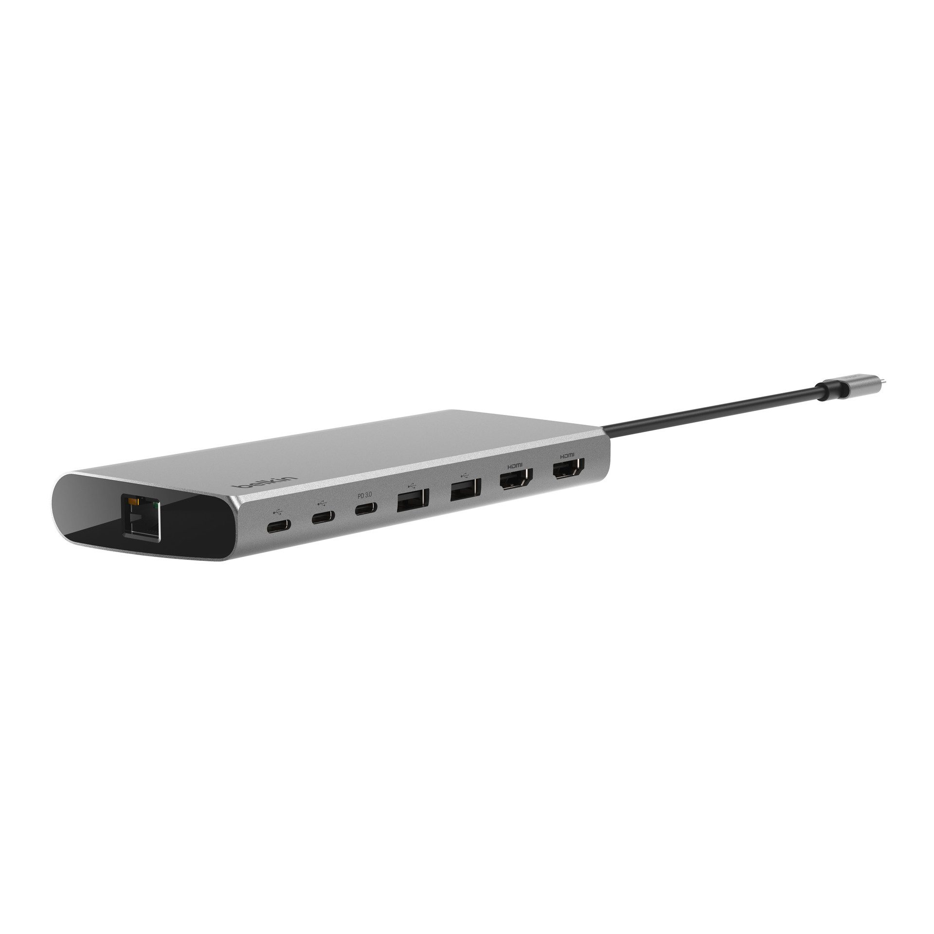 Belkin Laptop-Dockingstation Connect Universal USB-C-8-in-1-Core-Hub für zwei Bildschirme, (1 St), unterstützt 2 UHD Monitore, 4K/60 Hz und 4K/30 Hz