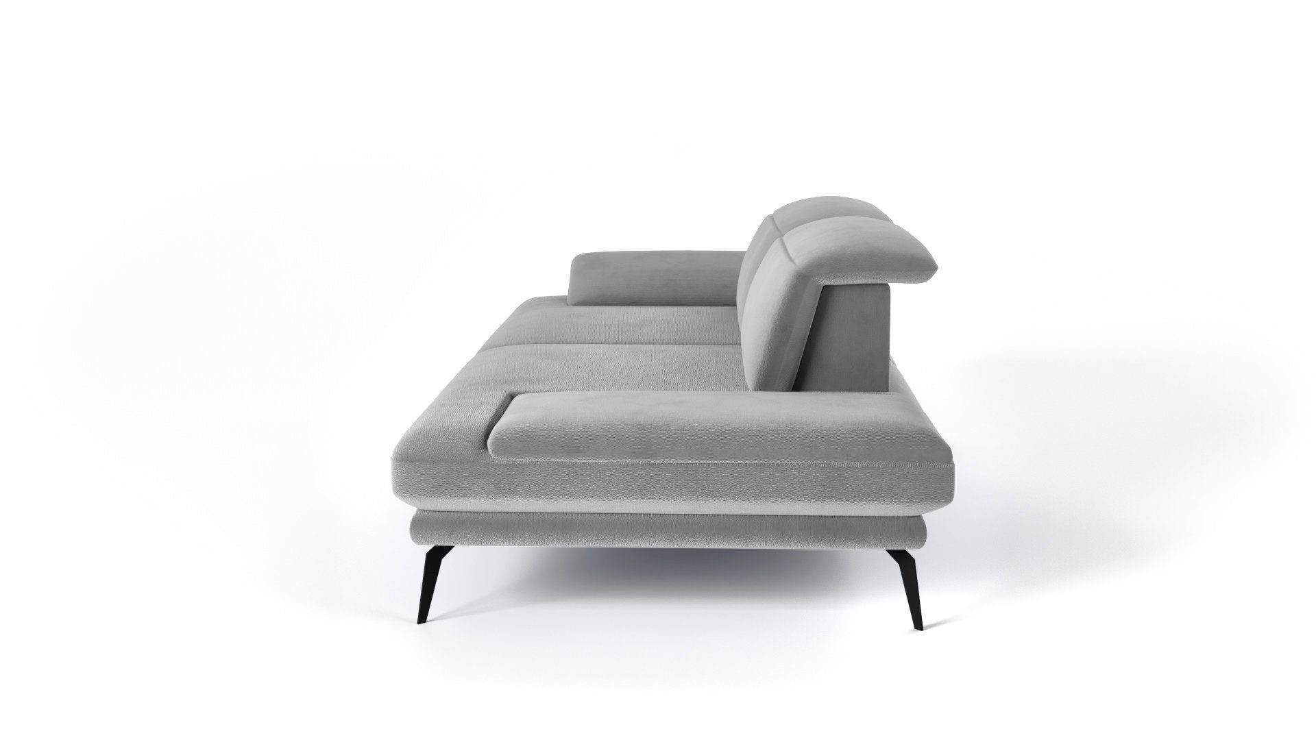 Beinen hohen - auf 2-Sitzer Deli 2-Sitzer Armlehnen Kopfstützen - Grau Verstellbare Sofa Sofa Siblo Zweisitzer-Sofa 2 - und Elegantes Zweisitzer