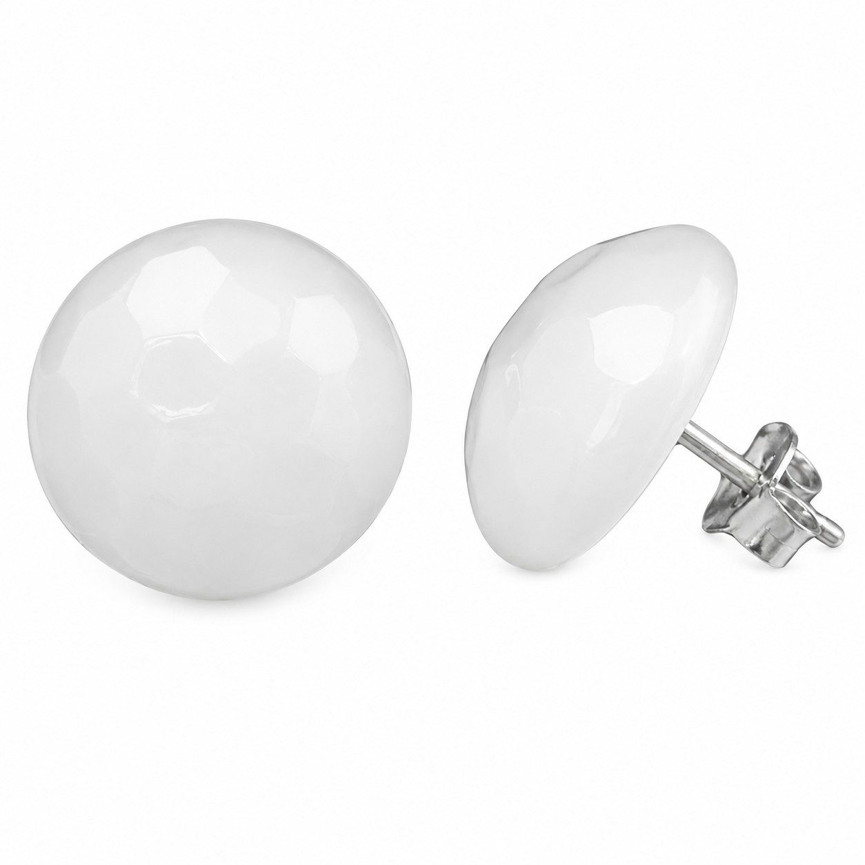 unbespielt Paar Ohrstecker Ohrringe creme-weiß 14 mm gehämmert Kunststoff Damen, Modeschmuck für Damen