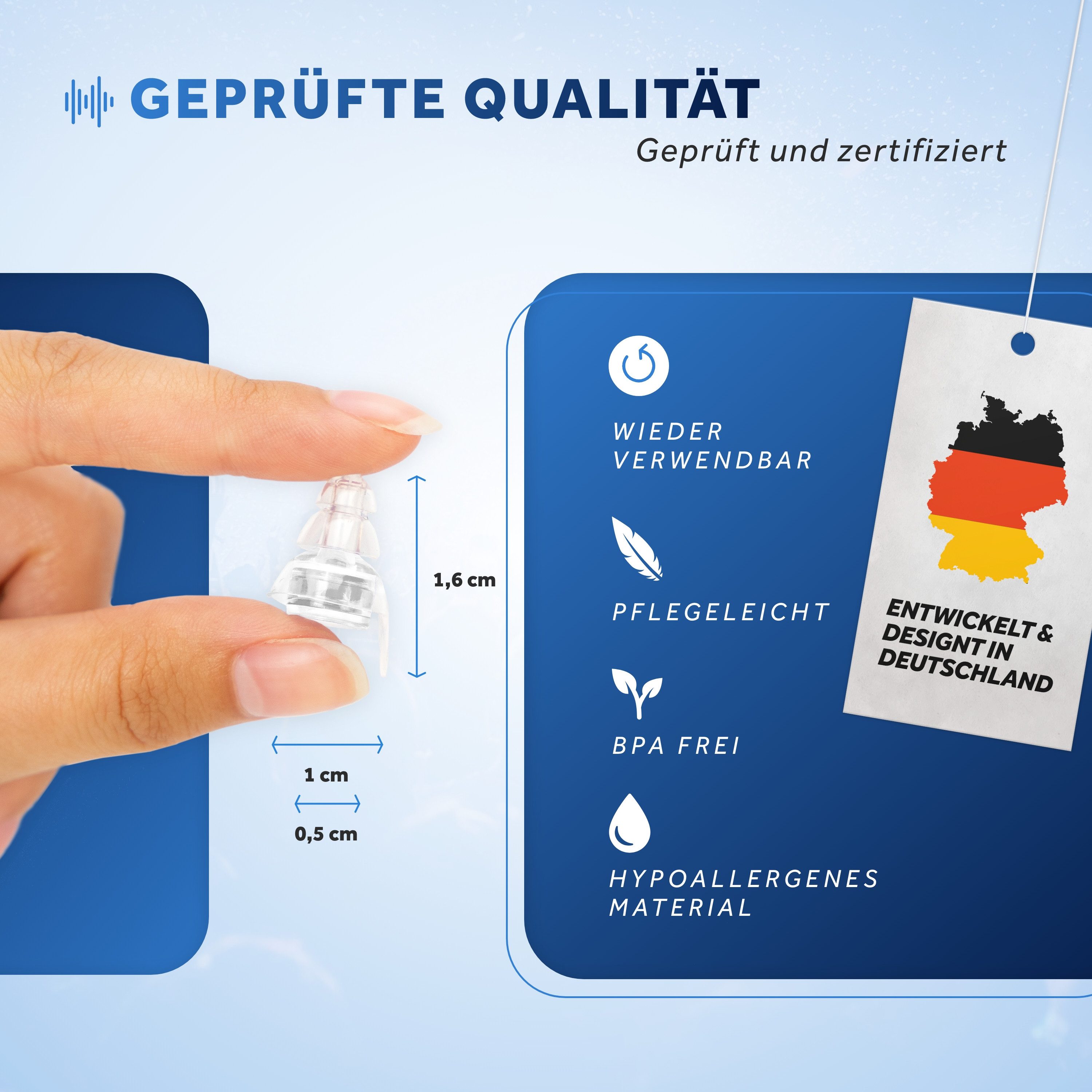 Schallwerk Gehörschutzstöpsel SCHALLWERK ® Music+ Gehörschutz Ohrstöpsel dämpft Lärm