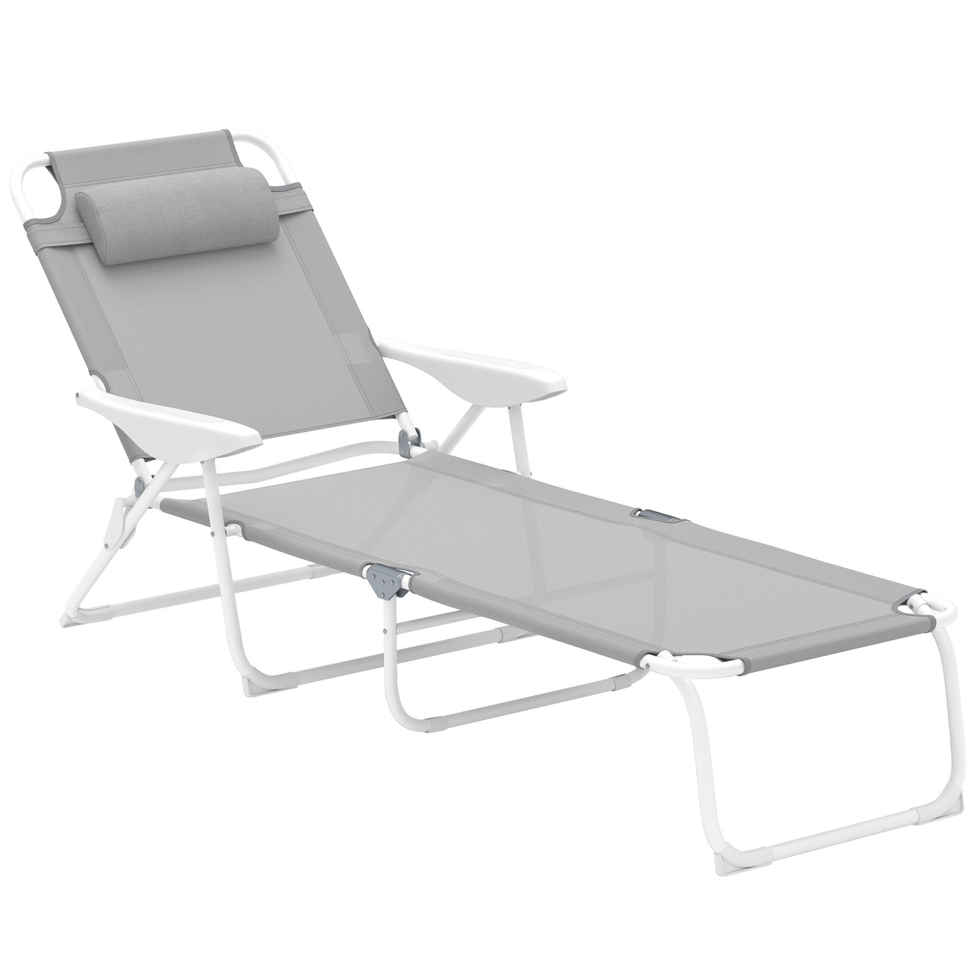 Outsunny Gartenliege mit Kopfkissen, 4-Fach verstellbare günstig online kaufen