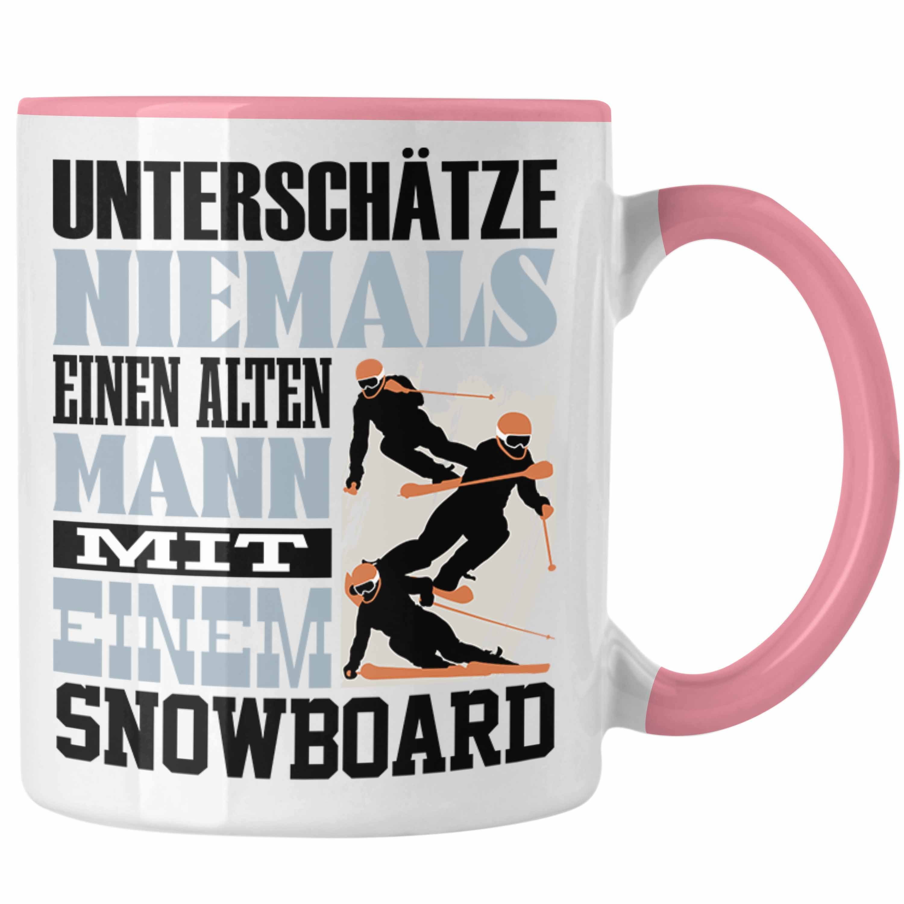 Trendation Tasse Snowboard Tasse Geschenk für Snowboardfahrer Lustiger Spruch Untersch Rosa