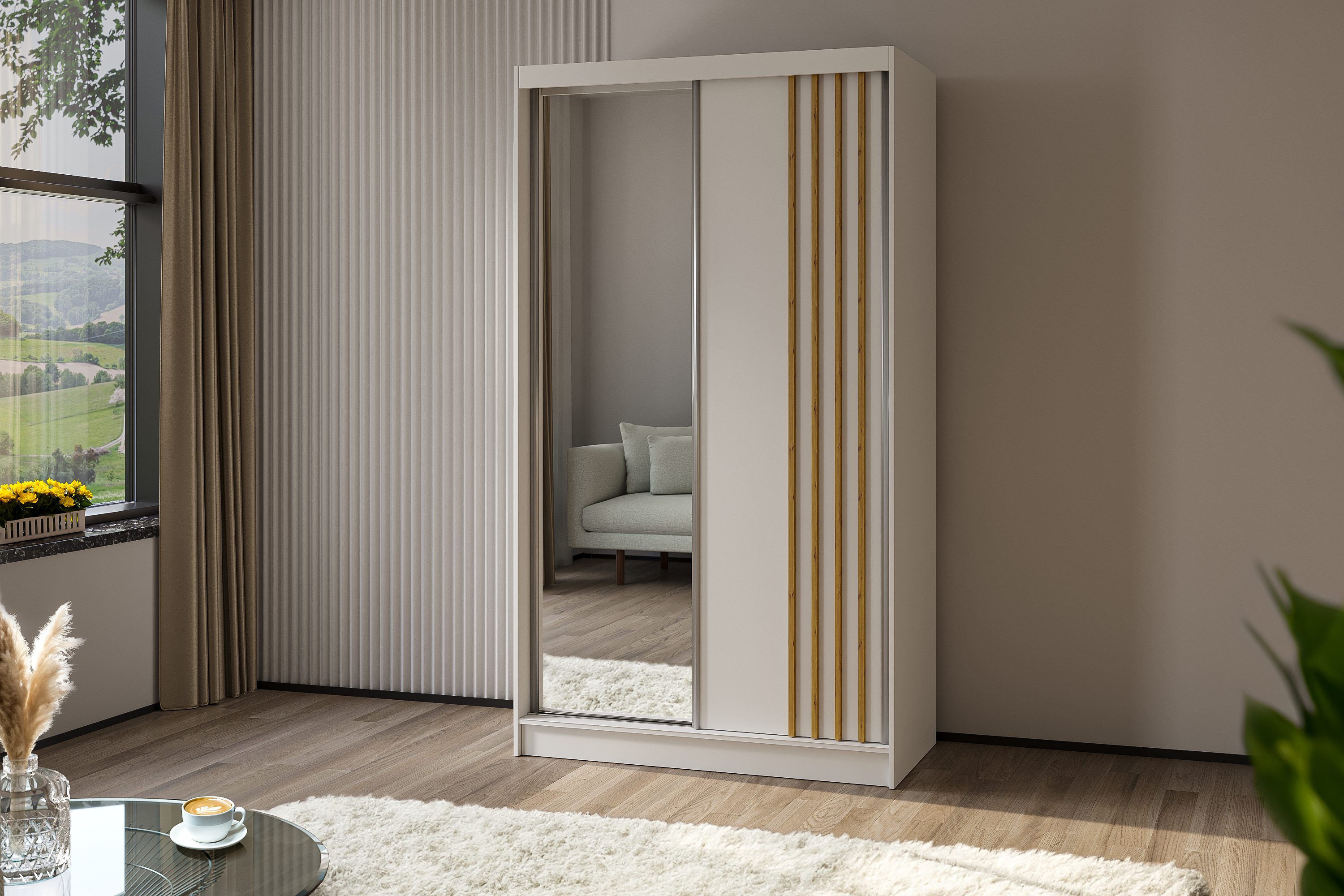 ALTDECOR Schiebetürenschrank NALLA (Kleiderschrank Garderobenschrank mit vi günstig online kaufen