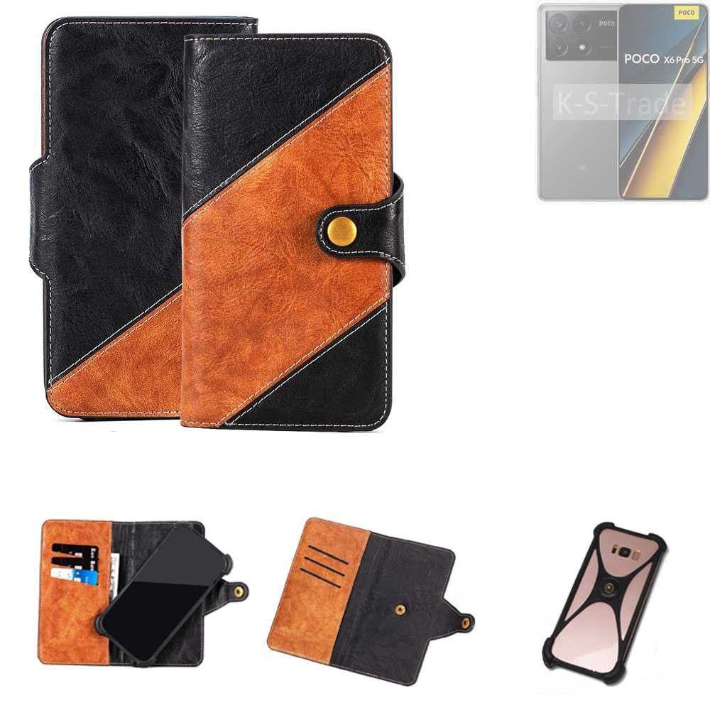 K-S-Trade Handyhülle für Xiaomi POCO X6 Pro 5G, Handyhülle Schutzhülle Bookstyle Case Wallet-Case Handy Cover