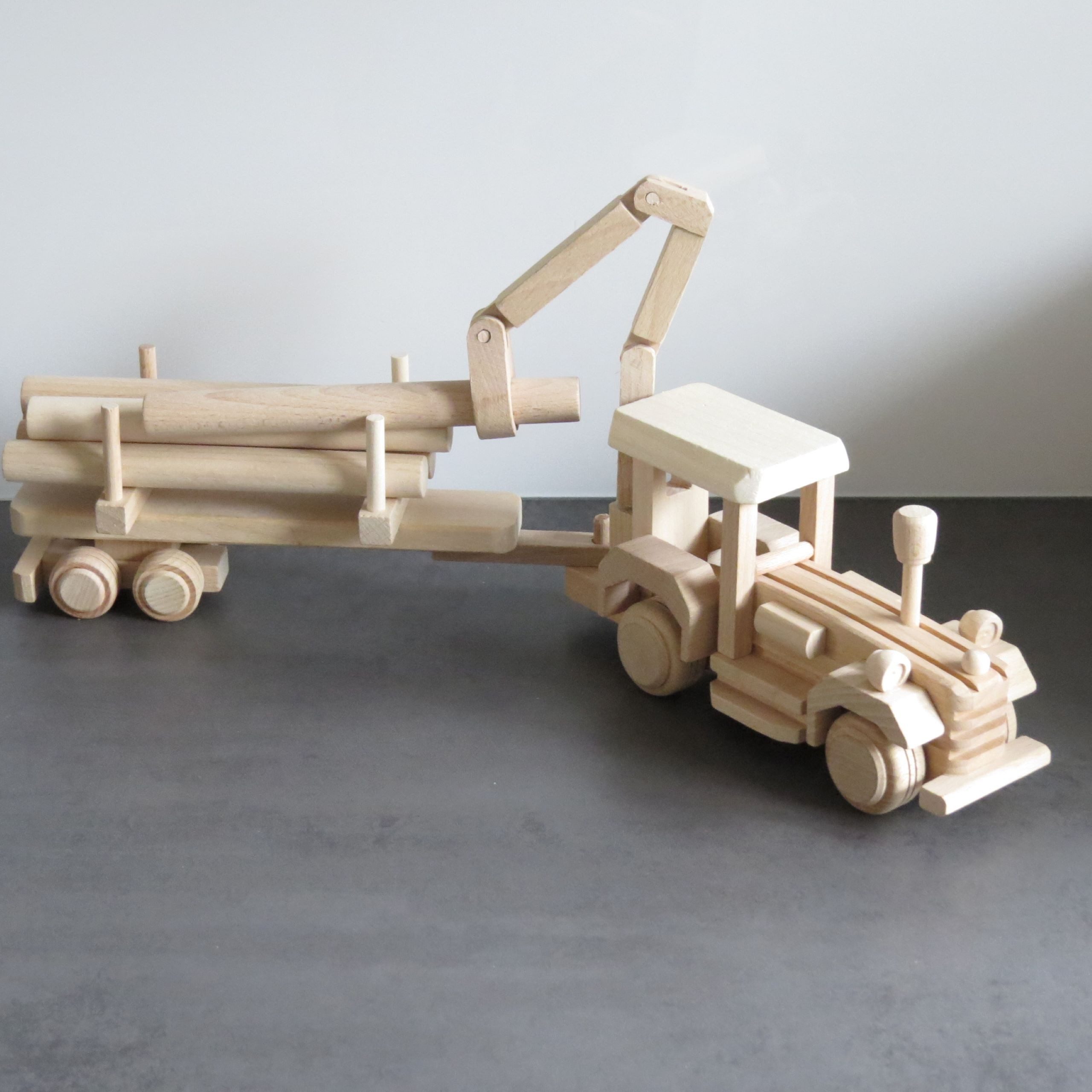 Holzprodukte Spielzeug-Traktor Traktor Holztransporter Hänger Anhänger Trecker Zugmaschine Holz groß