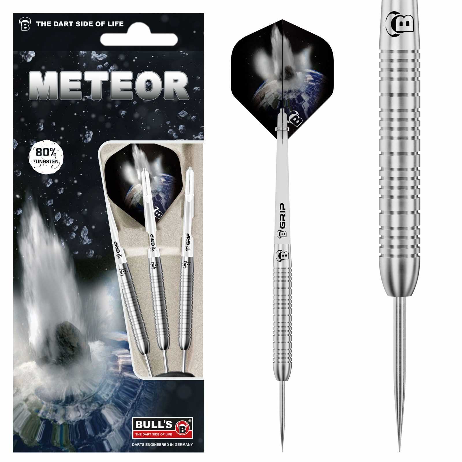 Dartpfeil Steeldart Meteor MT4, 80% Tungsten, 22g. Silber