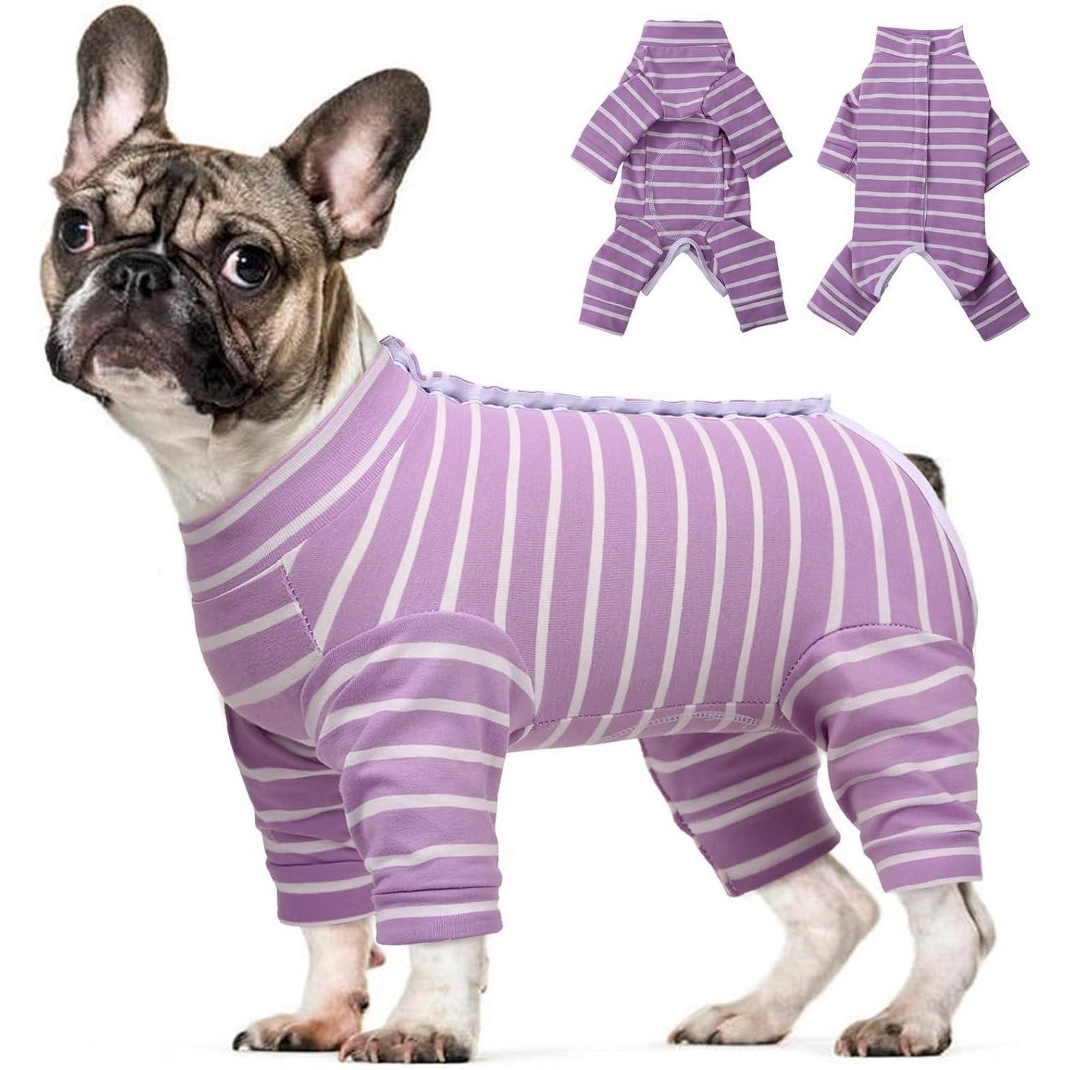 Kuoser OP-Body Hundebody nach Op Kastration Runder Bauch Langarm Lila L - XL