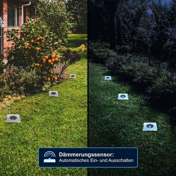 Alma Garden LED Gartenleuchte Solarleuchten für Außen - Garten Bodenleuchten, LED fest integriert, Kaltweiß, Gartenlampen für Rasen, Eckig