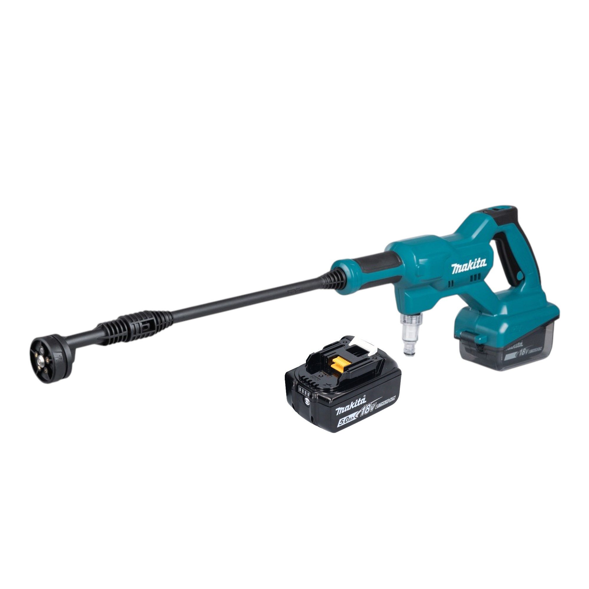 Makita Hochdruckreiniger DHW 180 T1 18 V 24 bar + 1x Akku 5,0 Ah - ohne Ladegerät